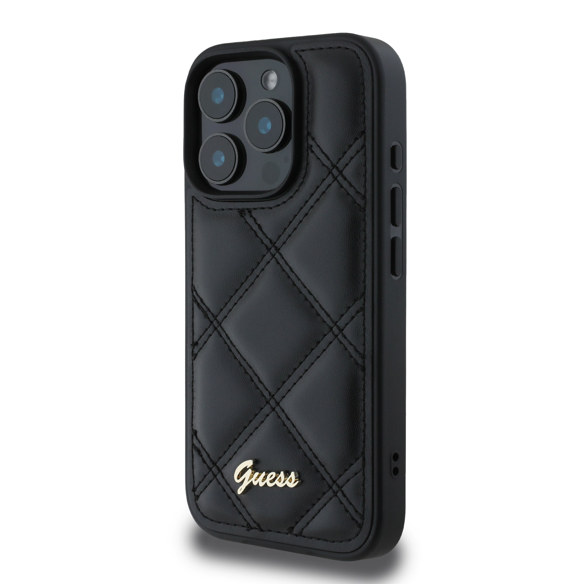 Guess “Quilted Metal Logo Collection” Case Θήκη προστασίας από δερματίνη – iPhone 16 Pro (Μαύρο – GUHCP16LPSQSQSK)