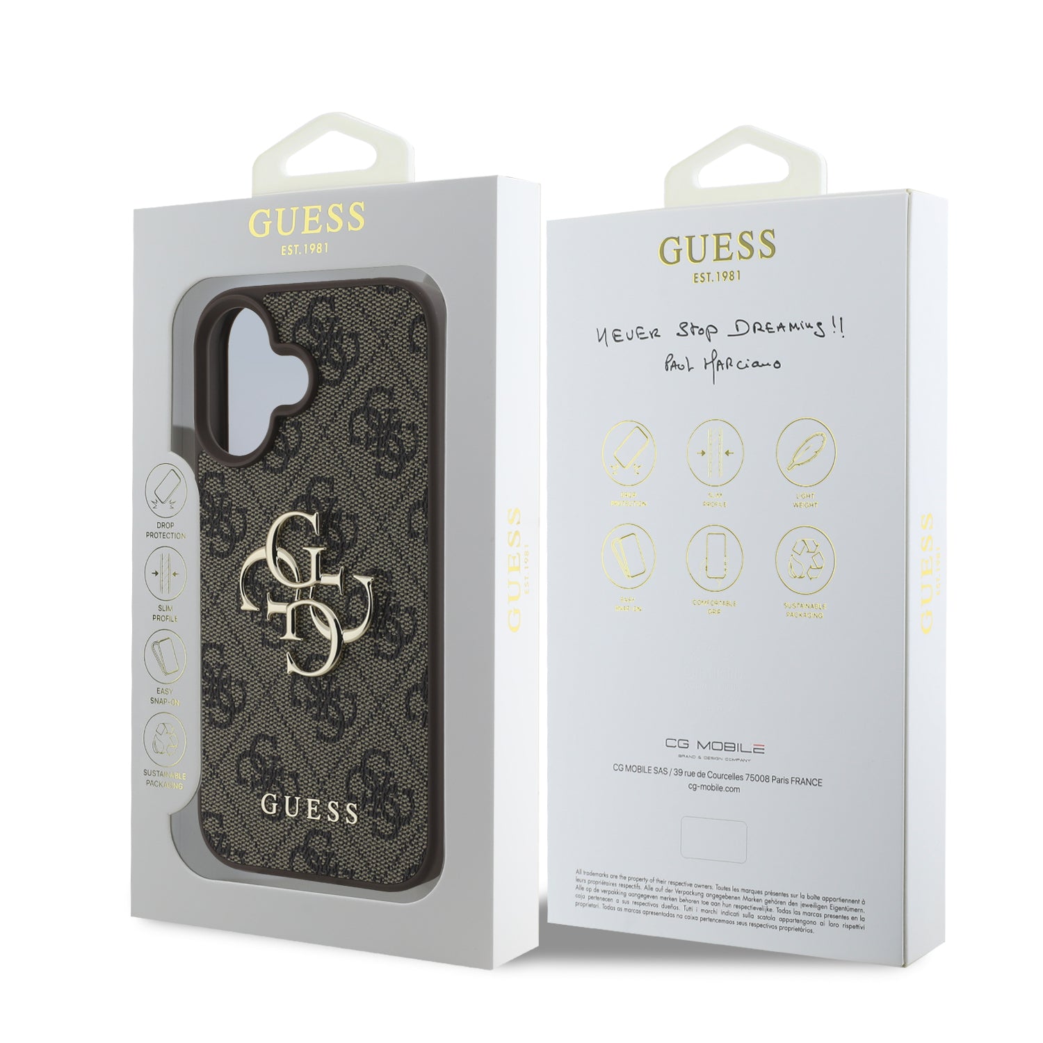 Guess “4G Logo Collection” Hard Case PU Case Θήκη προστασίας από δερματίνη – iPhone 16 (Καφε – GUHCP16S4GMGBR)