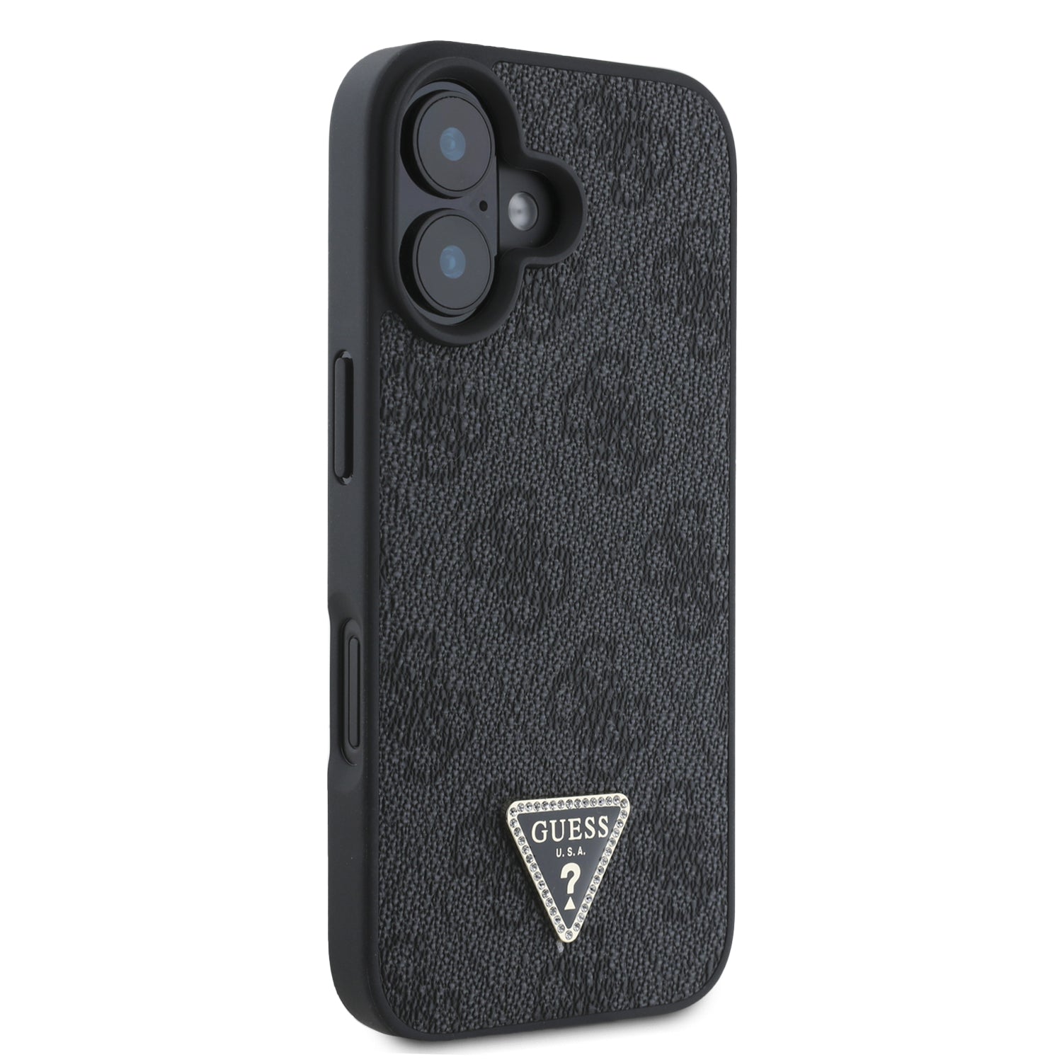 Guess “Metal Logo Strass Collection” Case Θήκη προστασίας Crossbody από δερματίνη – iPhone 16 (Μαύρο – GUHCP16SP4TDSCPK)