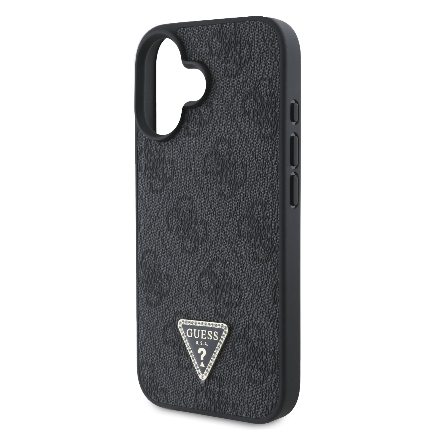 Guess “Metal Logo Strass Collection” Case Θήκη προστασίας Crossbody από δερματίνη – iPhone 16 (Μαύρο – GUHCP16SP4TDSCPK)