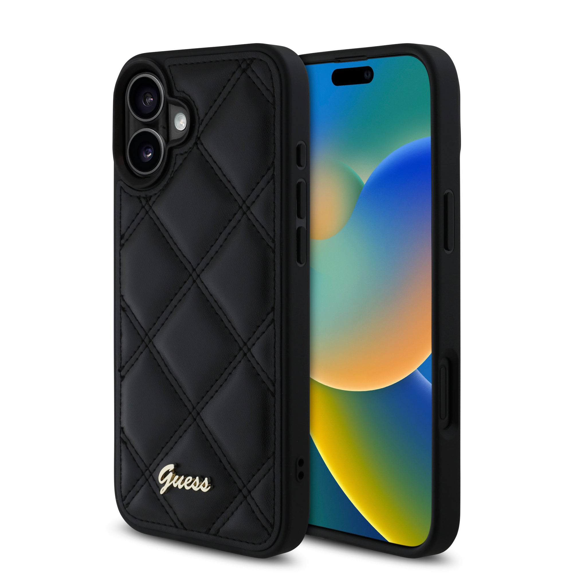Guess “Quilted Metal Logo Collection” PU Case Θήκη προστασίας από δερματίνη – iPhone 16 (Μαύρο – GUHCP16SPSQSQSK) – PhoneBazaar