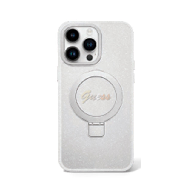 Guess MagSafe Ring Stand Glitter Hard Case Θήκη προστασίας από σιλικόνη – iPhone 15 Pro Max (Διάφανη – GUHMP15XHRSGSD)