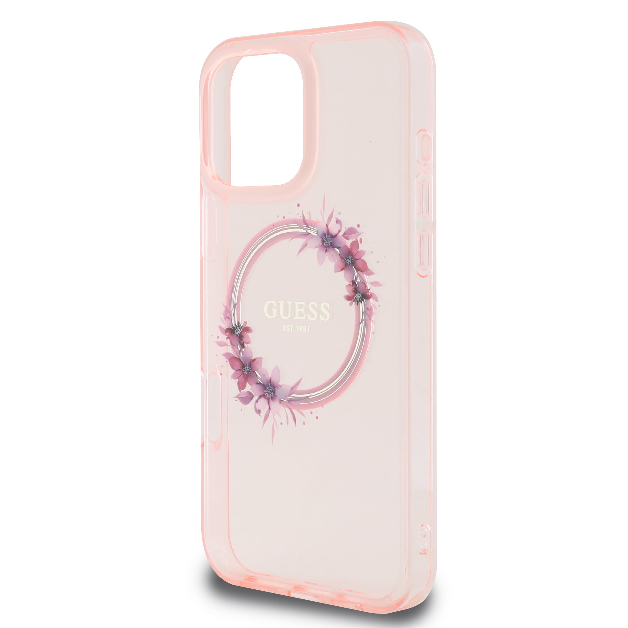 Guess Magsafe “Flower Wreath” Hard Case Θήκη προστασίας από σκληρό πλαστικό – iPhone 16 Pro (Ροζ – GUHMP16LHFWFCP)