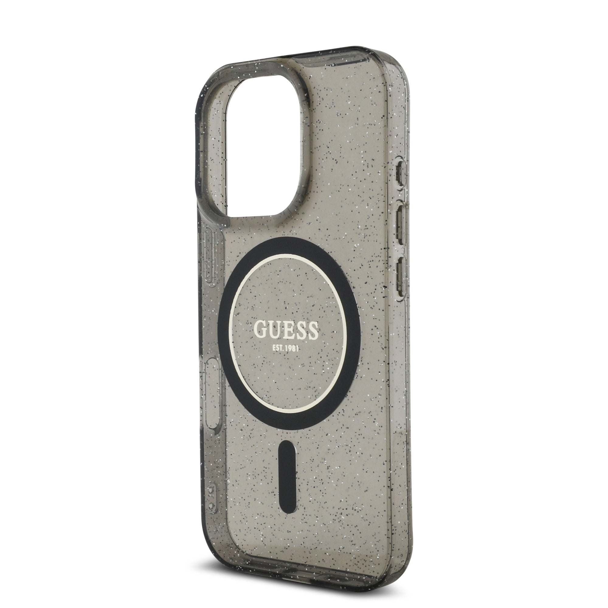 Guess Magsafe “Glitter with Pearl Strap” Hard Case Θήκη προστασίας από σκληρό πλαστικό – iPhone 16 Pro (Μαύρο – GUHMP16LHGCRELSK)
