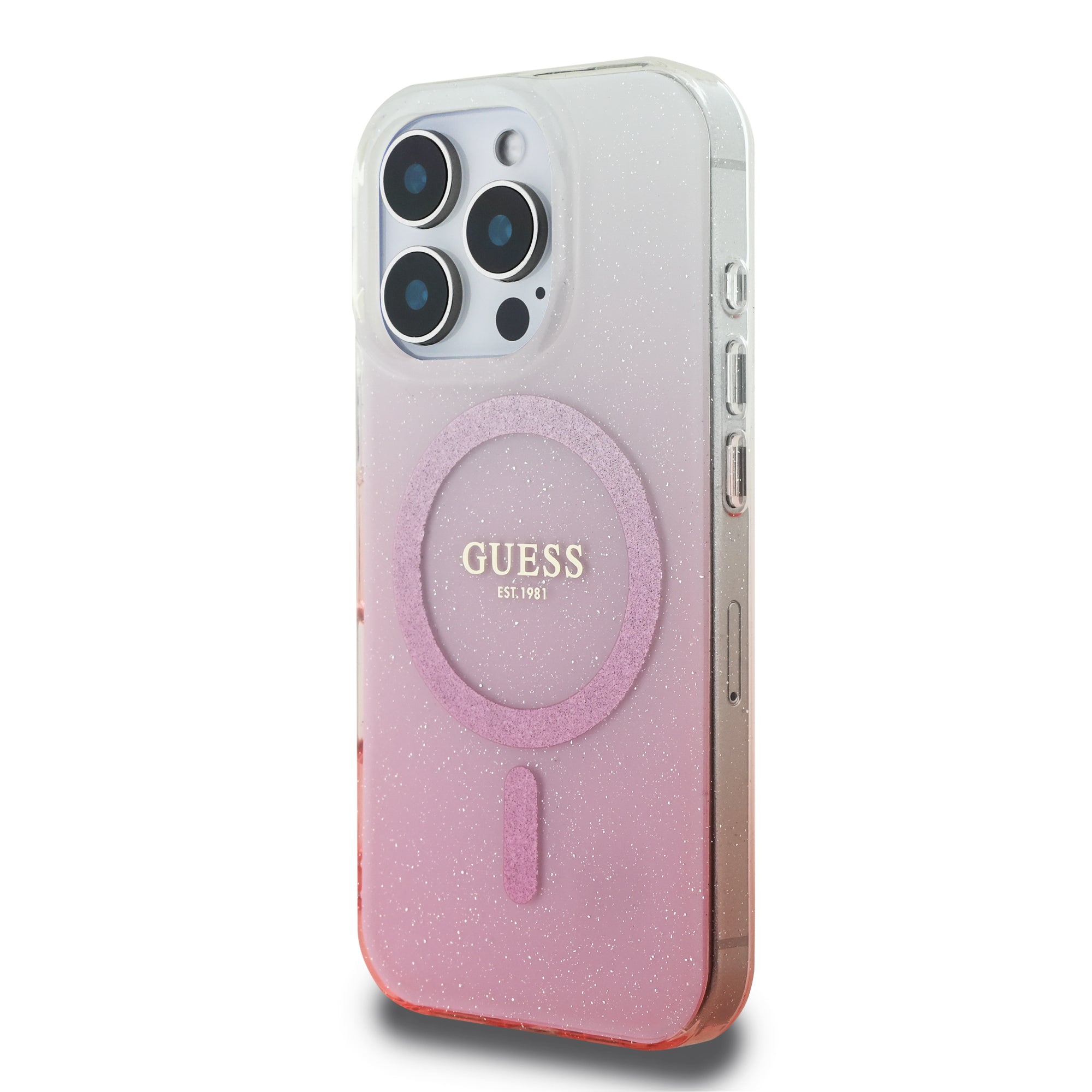 Guess Magsafe “Glitter Gradient” Hard Case Θήκη προστασίας από σκληρό πλαστικό – iPhone 16 Pro (Ροζ – GUHMP16LHGRCELP)