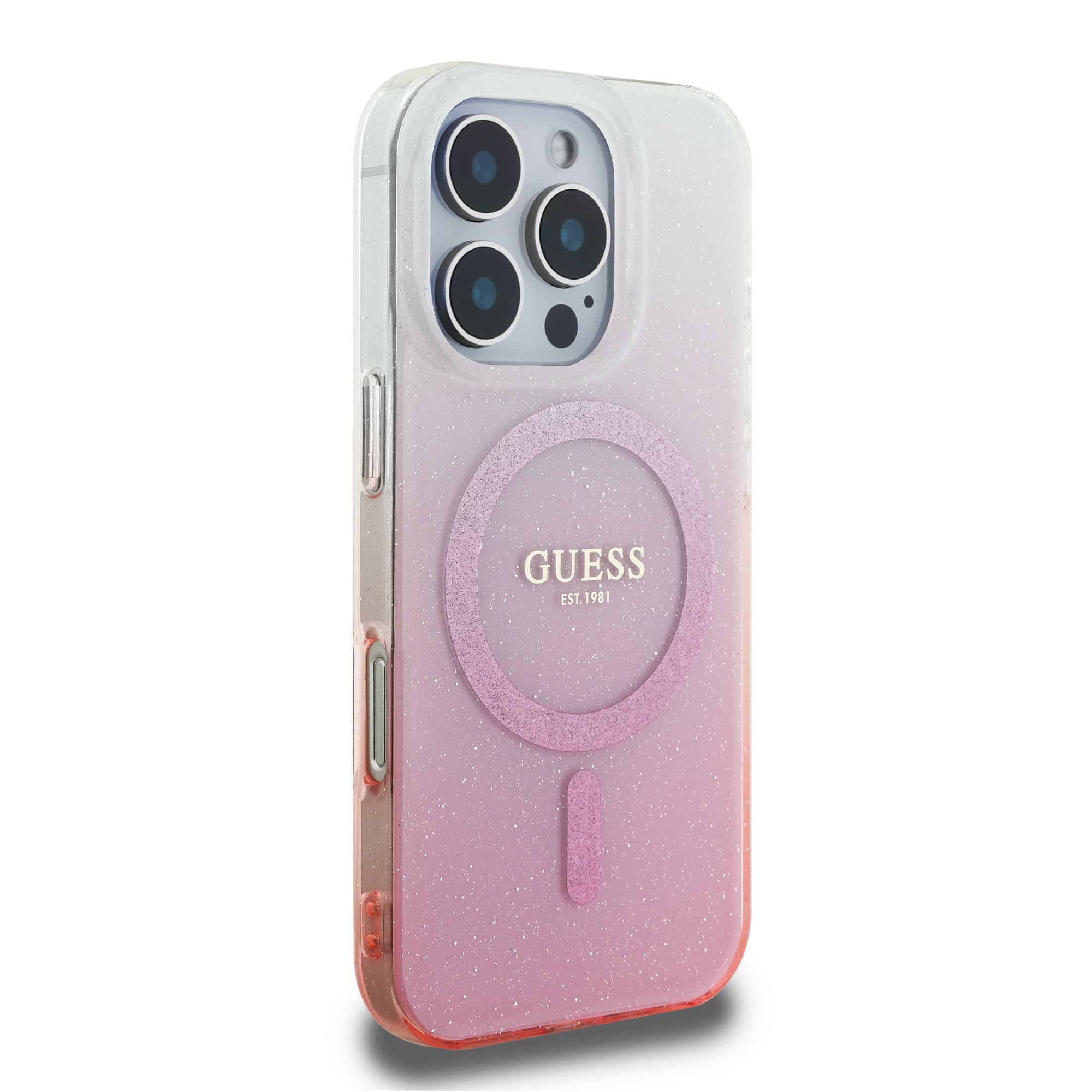 Guess Magsafe “Glitter Gradient” Hard Case Θήκη προστασίας από σκληρό πλαστικό – iPhone 16 Pro (Ροζ – GUHMP16LHGRCELP)