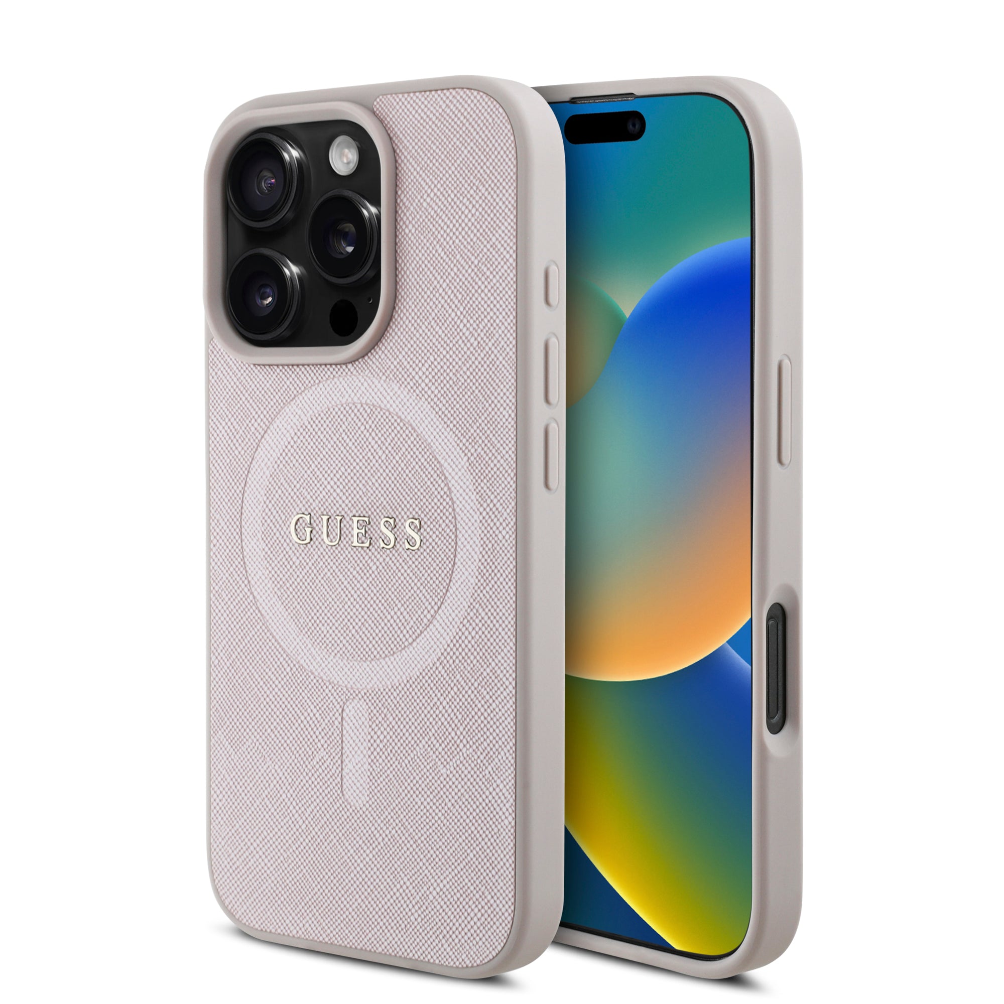 Guess Magsafe “Saffiano Collection" Hard Case Θήκη προστασίας από δερματίνη – iPhone 16 Pro (Ροζ – GUHMP16LPSAHMCP) – PhoneBazaar