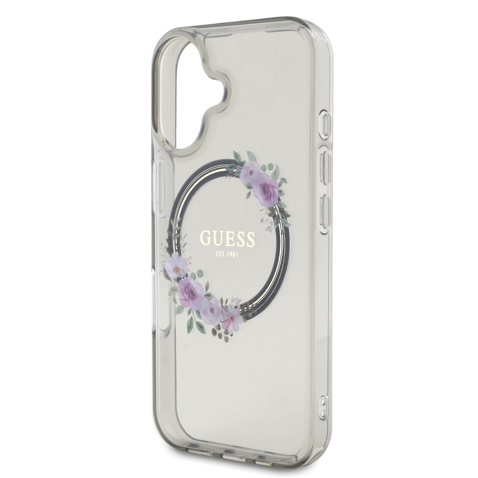 Guess Magsafe “Flower Wreath” Hard Case Θήκη προστασίας από σκληρό πλαστικό – iPhone 16 (Μαύρο – GUHMP16SHFWFCK)