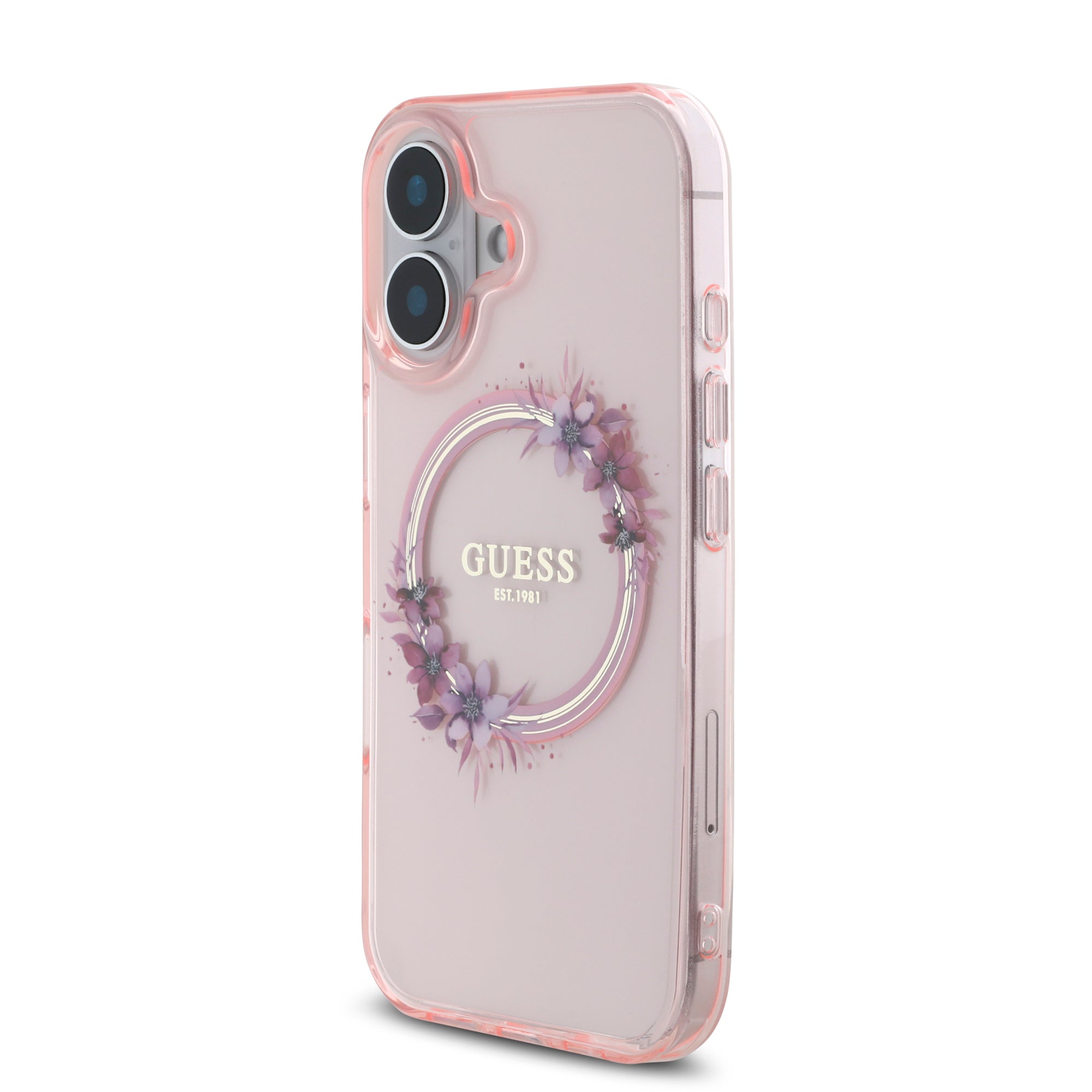 Guess Magsafe “Flower Wreath” Hard Case Θήκη προστασίας από σκληρό πλαστικό – iPhone 16 (Ροζ – GUHMP16SHFWFCP)