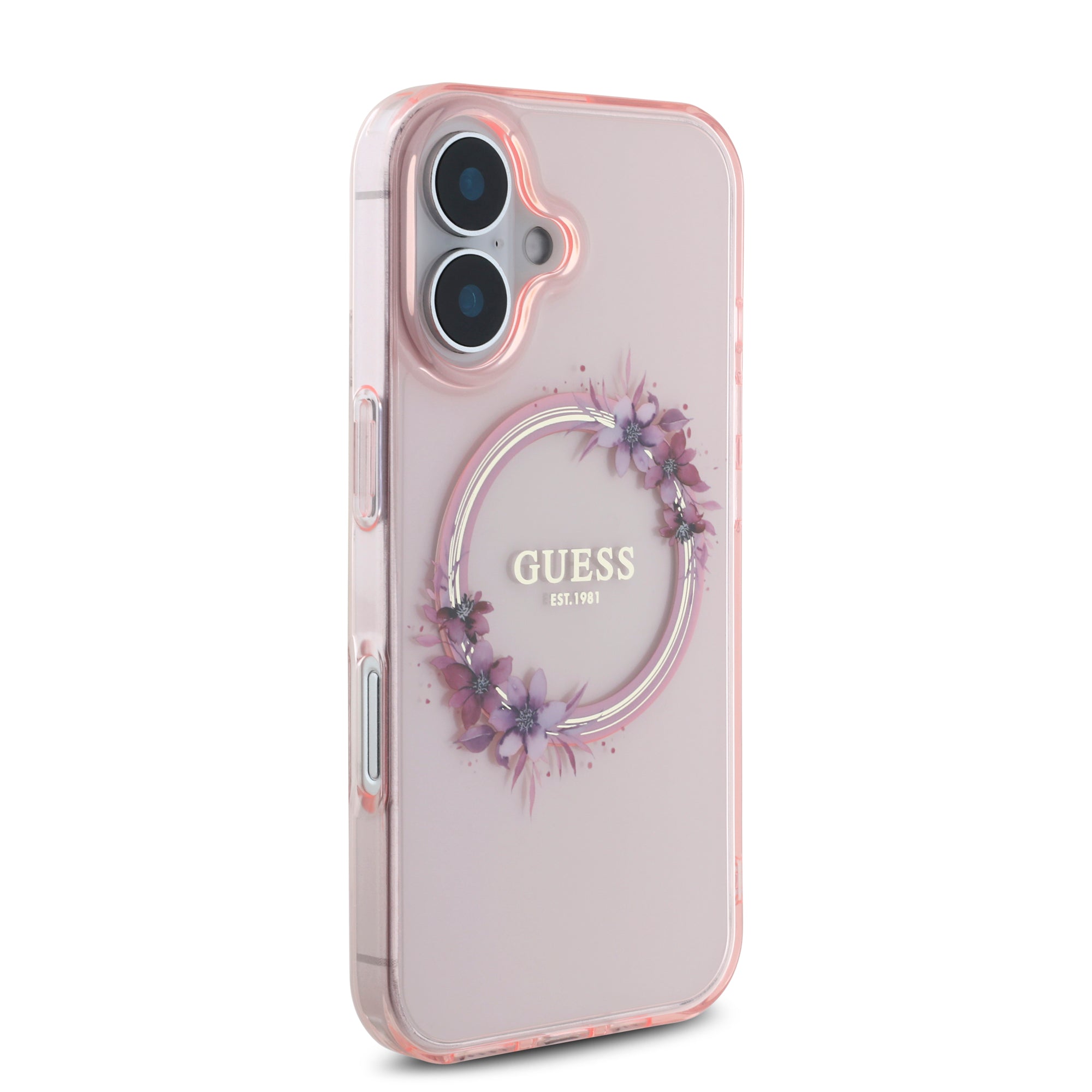 Guess Magsafe “Flower Wreath” Hard Case Θήκη προστασίας από σκληρό πλαστικό – iPhone 16 (Ροζ – GUHMP16SHFWFCP)