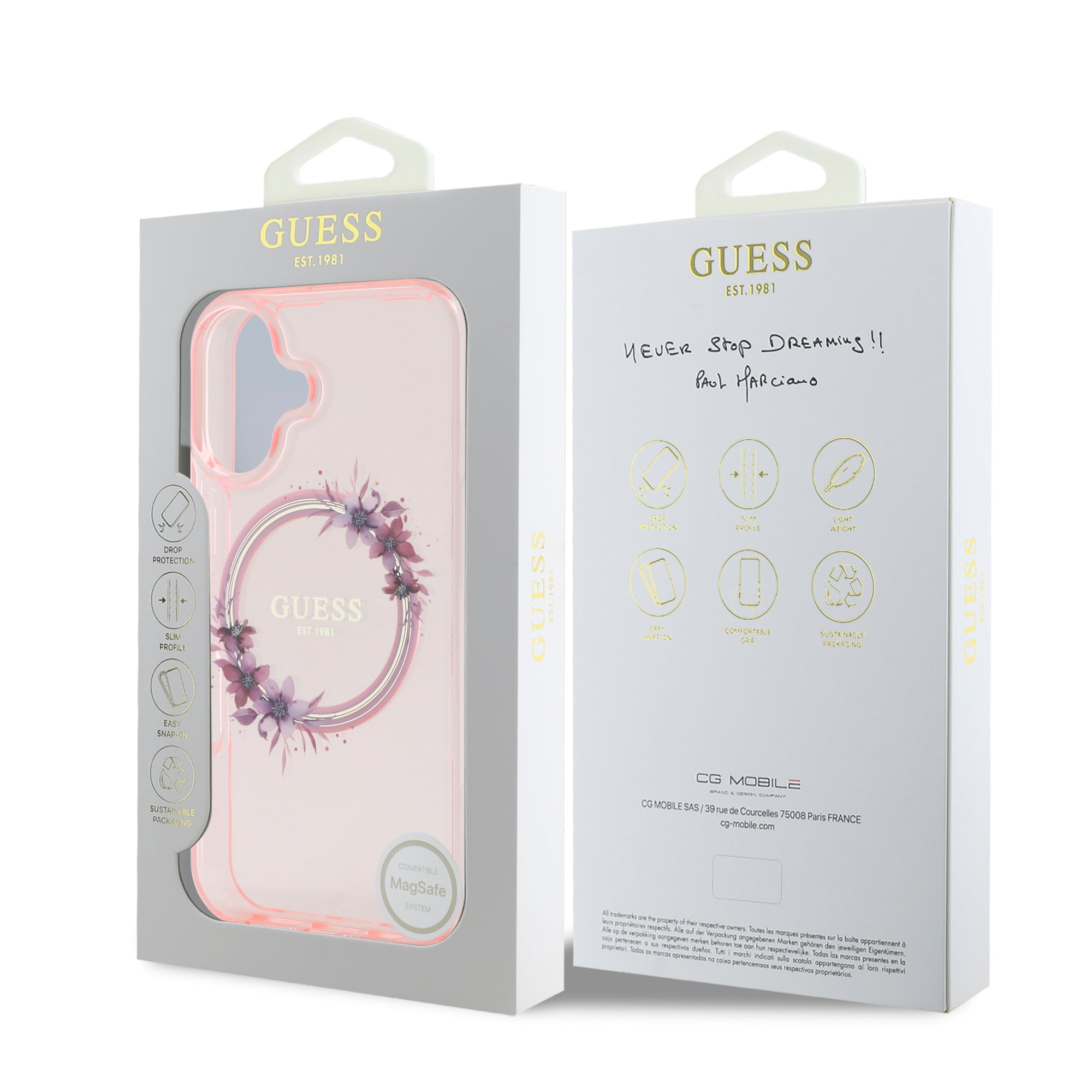 Guess Magsafe “Flower Wreath” Hard Case Θήκη προστασίας από σκληρό πλαστικό – iPhone 16 (Ροζ – GUHMP16SHFWFCP)