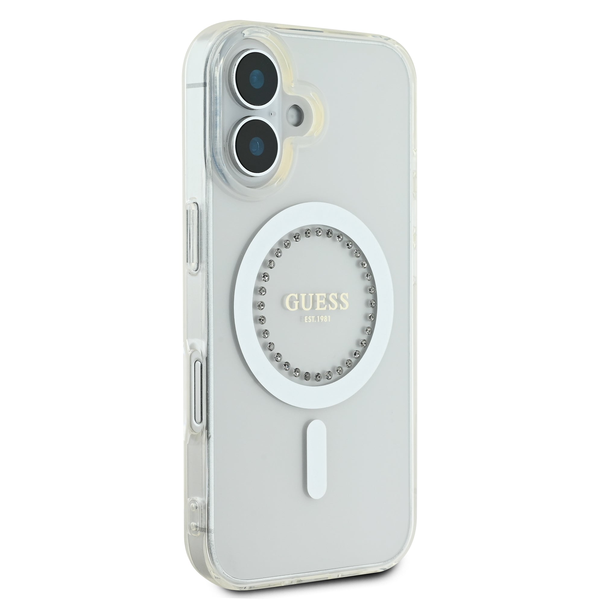 Guess Magsafe “Rhinestones” Hard Case Θήκη προστασίας από σκληρό πλαστικό – iPhone 16 (Λευκό – GUHMP16SPFTDTEH)