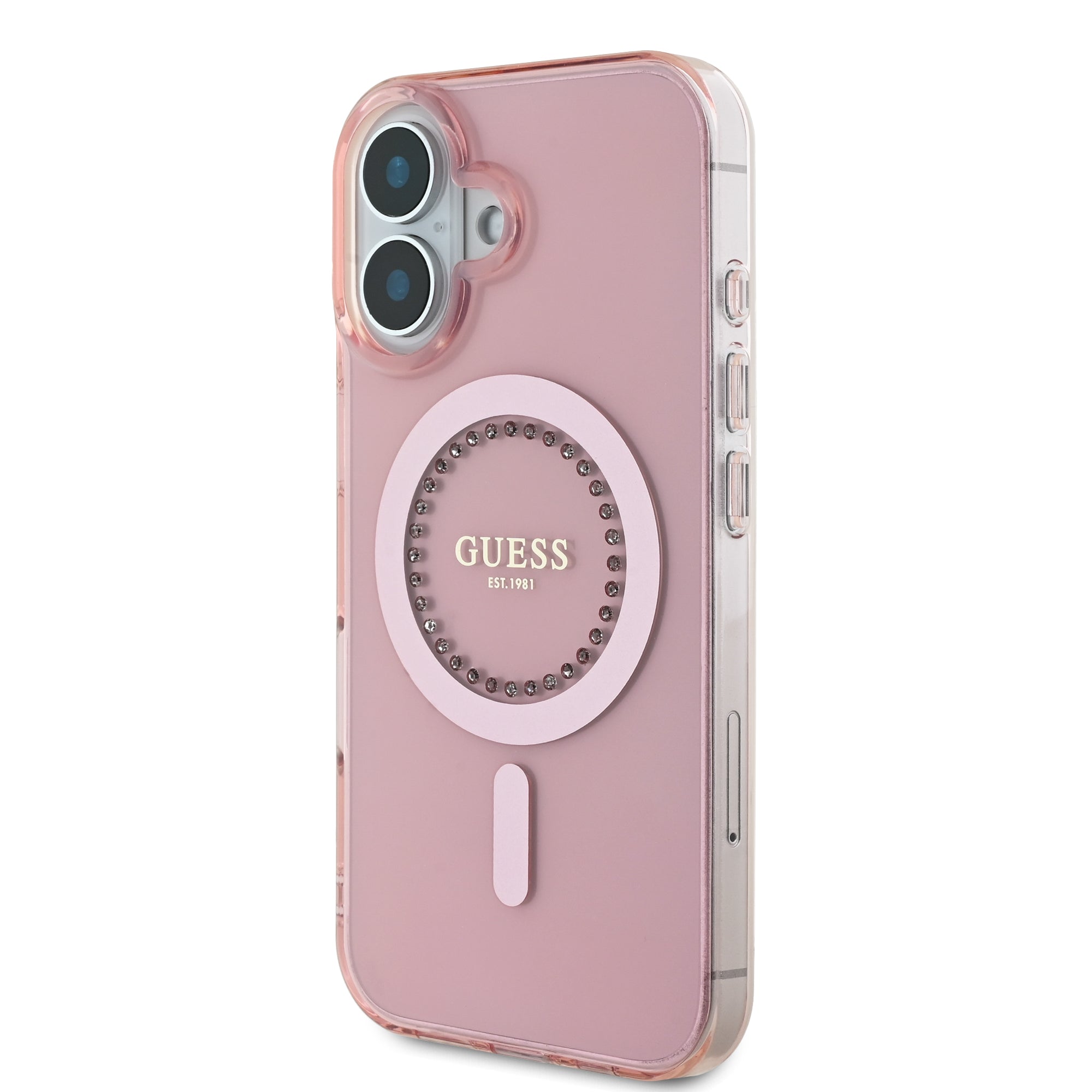 Guess Magsafe “Rhinestones” Hard Case Θήκη προστασίας από σκληρό πλαστικό – iPhone 16 (Ροζ – GUHMP16SPFTDTEP)