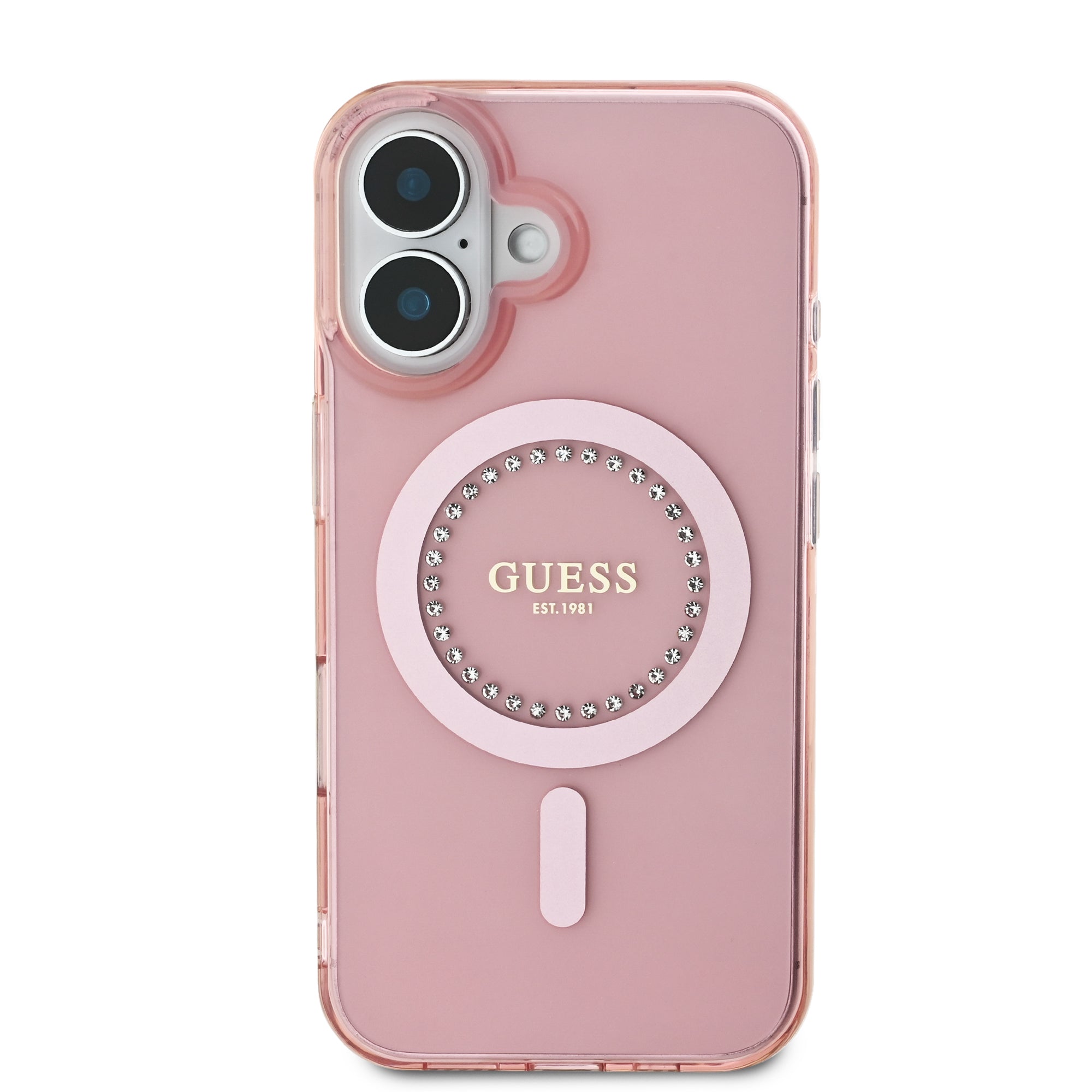 Guess Magsafe “Rhinestones” Hard Case Θήκη προστασίας από σκληρό πλαστικό – iPhone 16 (Ροζ – GUHMP16SPFTDTEP)