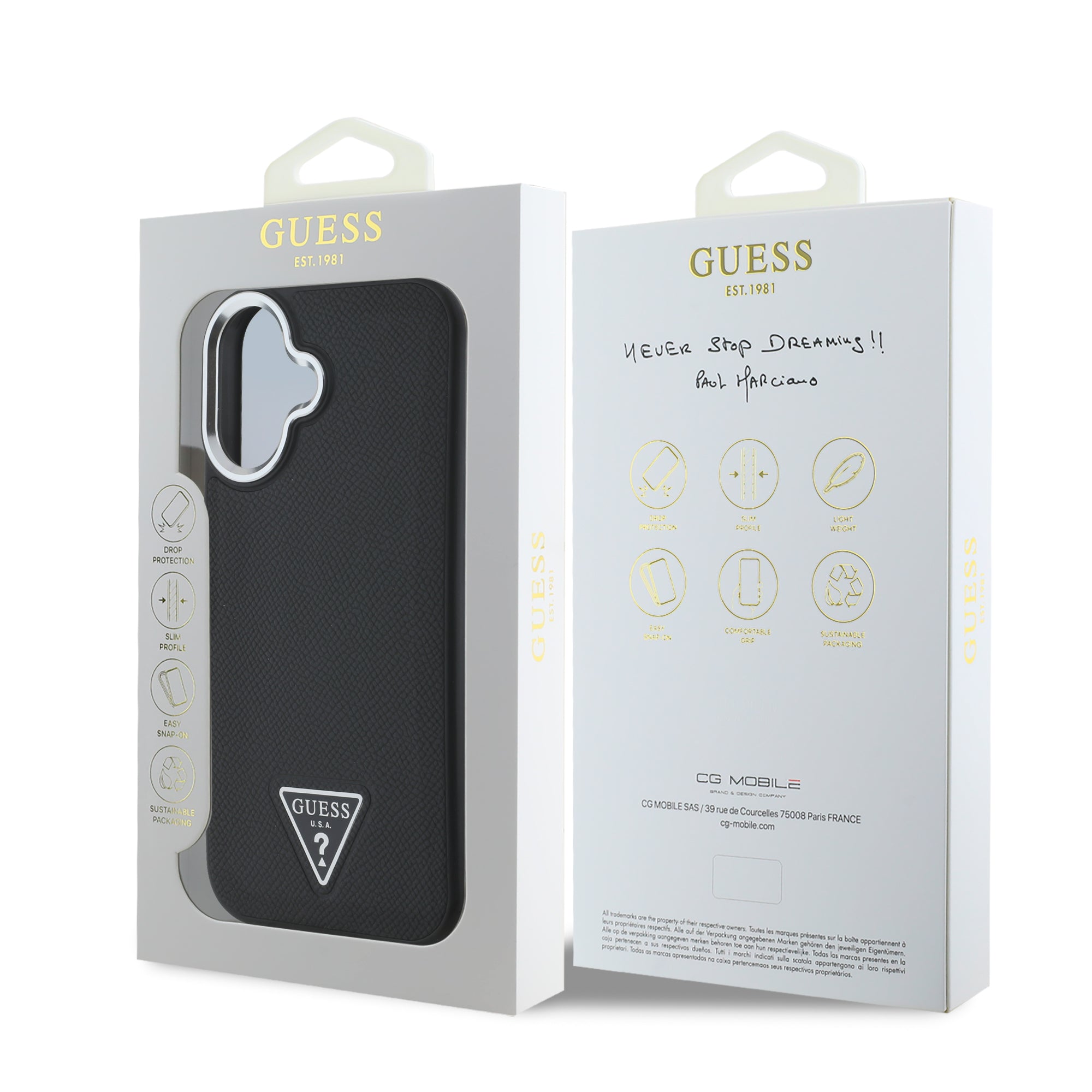 Guess Magsafe “Triangle Logo” Grained PU Case Θήκη προστασίας από δερματίνη – iPhone 16 (Μαύρο – GUHMP16SPGTSPSK) – PhoneBazaar