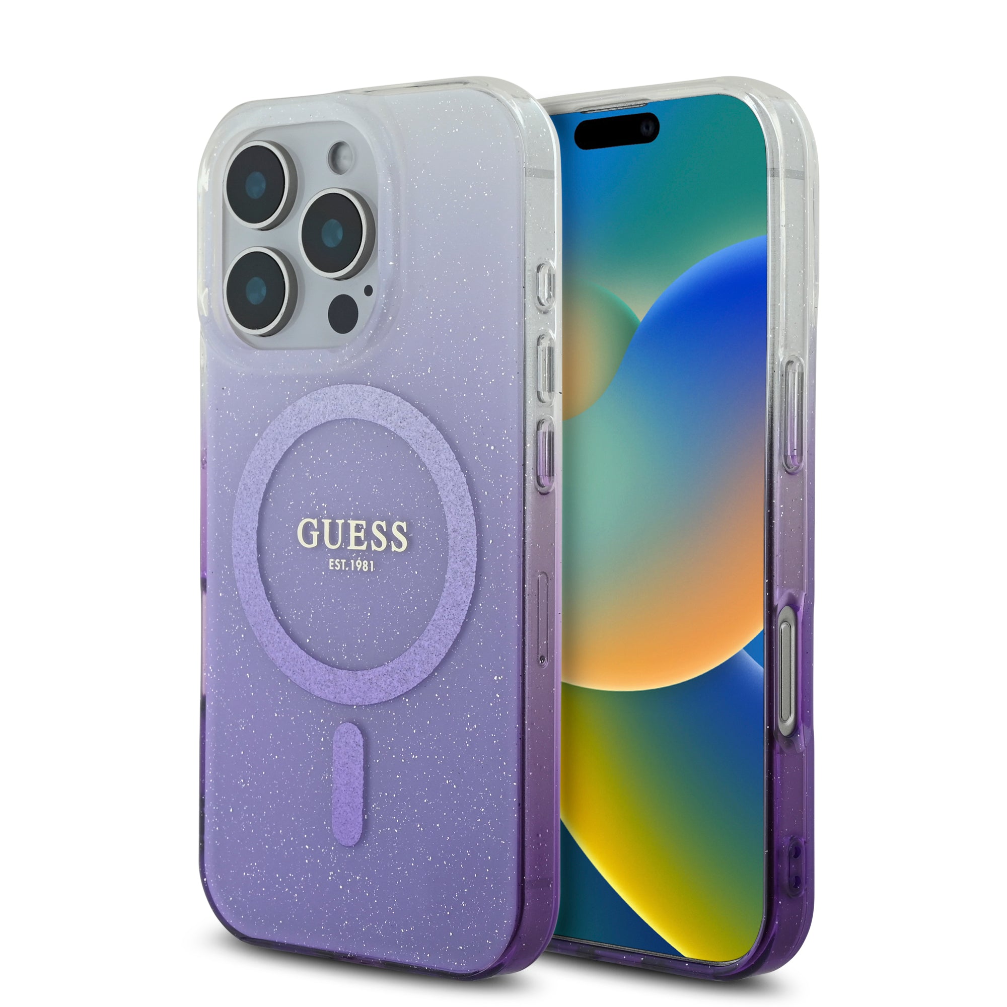 Guess Magsafe “Glitter Gradient” Hard Case Θήκη προστασίας από σκληρό πλαστικό – iPhone 16 Pro Max (Μωβ – GUHMP16XHGRCELU) – PhoneBazaar