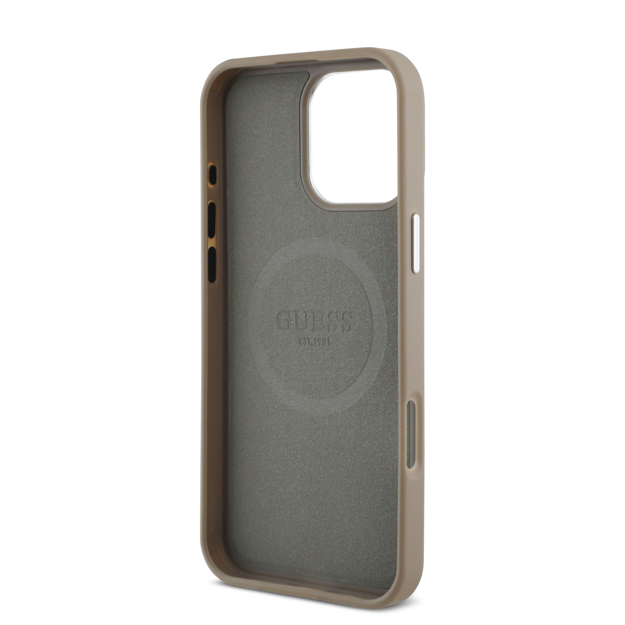 Guess Magsafe “Triangle Logo” Grained PU Case Θήκη προστασίας από δερματίνη – iPhone 16 Pro Max (Καφέ – GUHMP16XPGTSPSW)