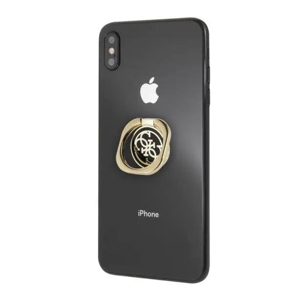 Guess 4G Ring Stand Μοντέρνο Pop Holder για smartphone σε μαύρο/χρυσό – PhoneBazaar
