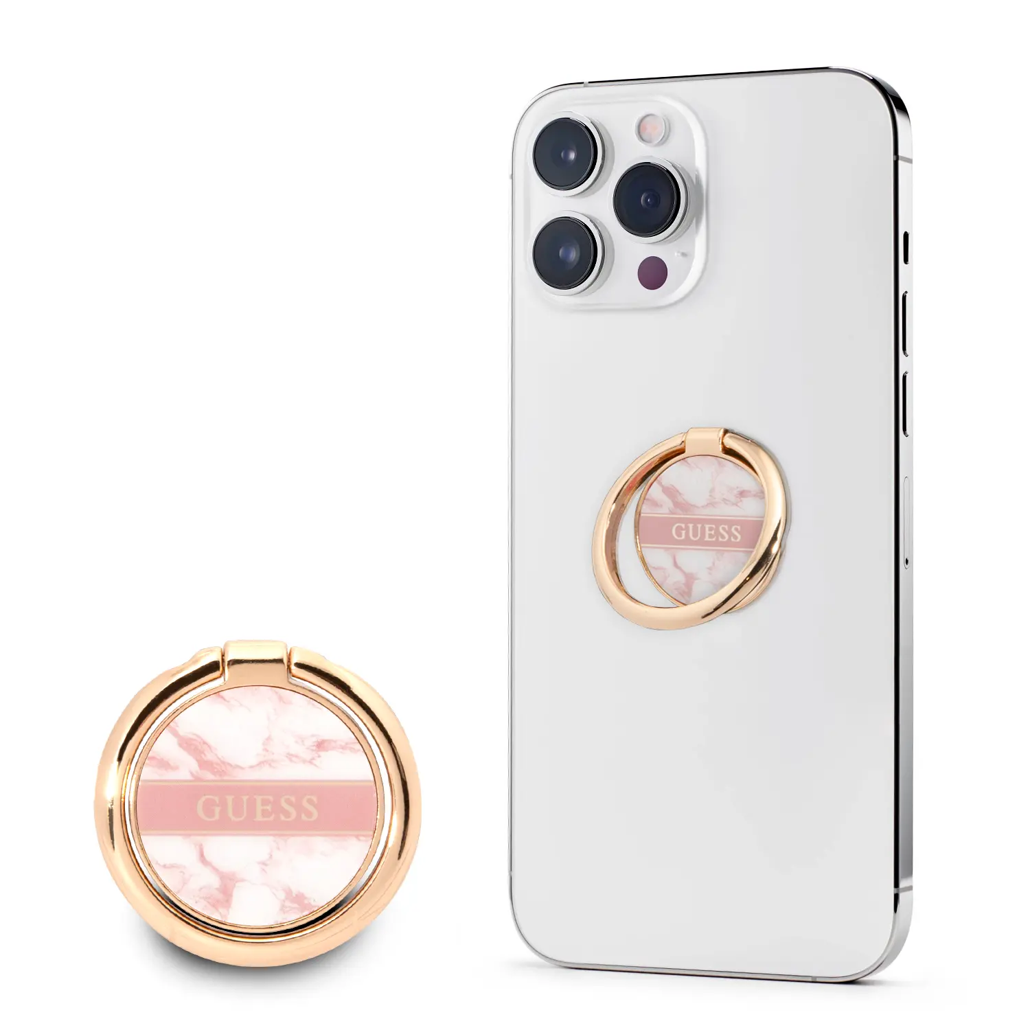 Guess 4G Ring Stand Μοντέρνο Pop Holder για smartphone σε ροζ/χρυσό/μάρμαρο – PhoneBazaar