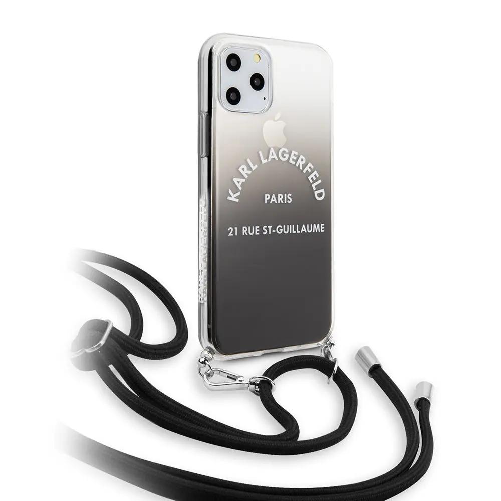 Karl Lagerfeld "St.Guillaume Logo Collection" Gradient Cover Θήκη προστασίας με λουράκι – iPhone 11 Pro (KLHCN58WOGRBK) – PhoneBazaar