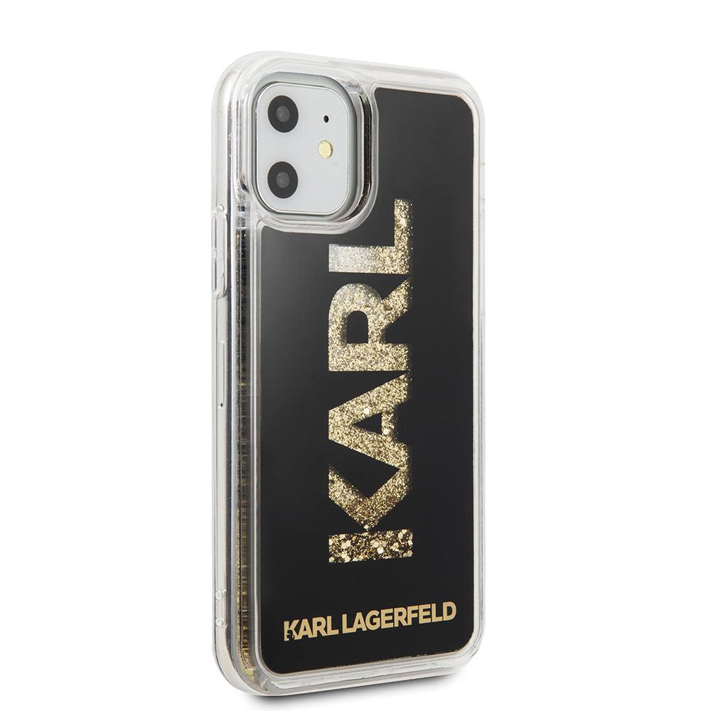 Karl Lagerfeld "Karl Logo Glitter Cover" Hard Case Θήκη προστασίας από σιλικόνη – iPhone 11 (Clear Glitter / Black / Gold)
