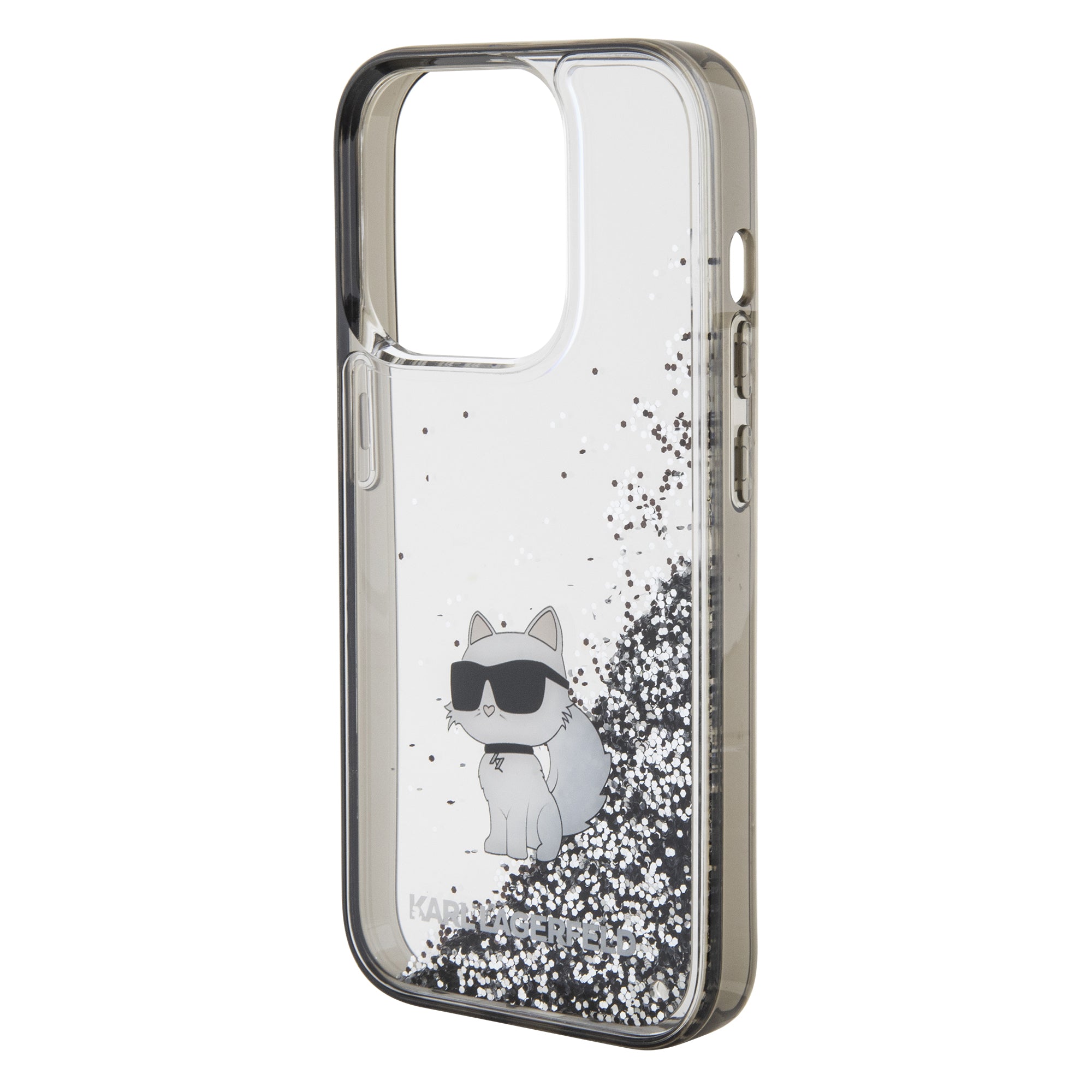 Karl Lagerfeld Ikonik Case Choupette Θήκη προστασίας από Liquid σιλικόνη – iPhone 15 Pro (Clear / Silver Glitter – KLHCP15LLKCNSK)