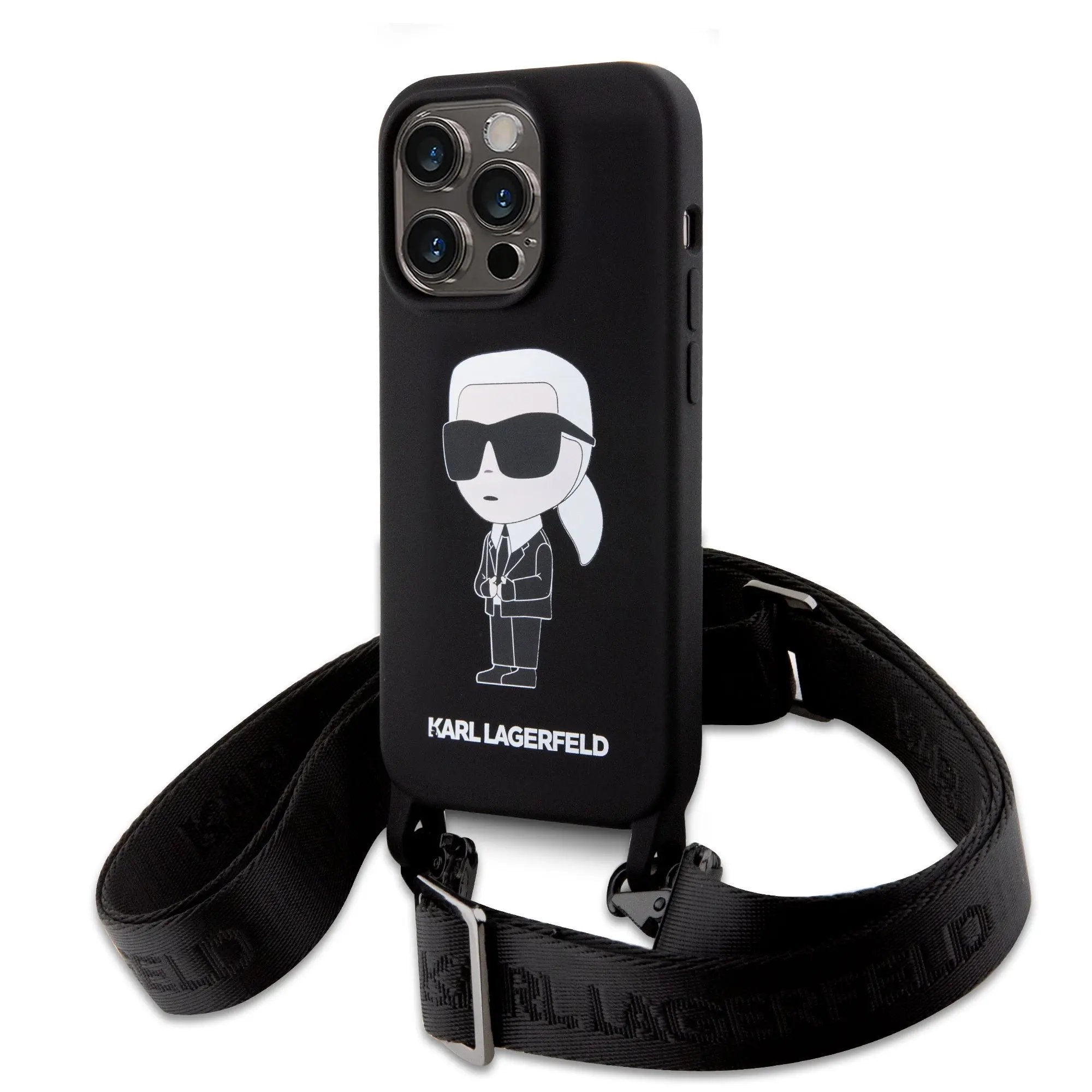 Karl Lagerfeld Crossbody NFT Cardslot Ikonik Saffiano Hard Case Karl and Choupette Θήκη προστασίας από δερματίνη με λουράκι – iPhone 15 Pro (Μαύρο για KLHCP15LSCBSKNK) – PhoneBazaar