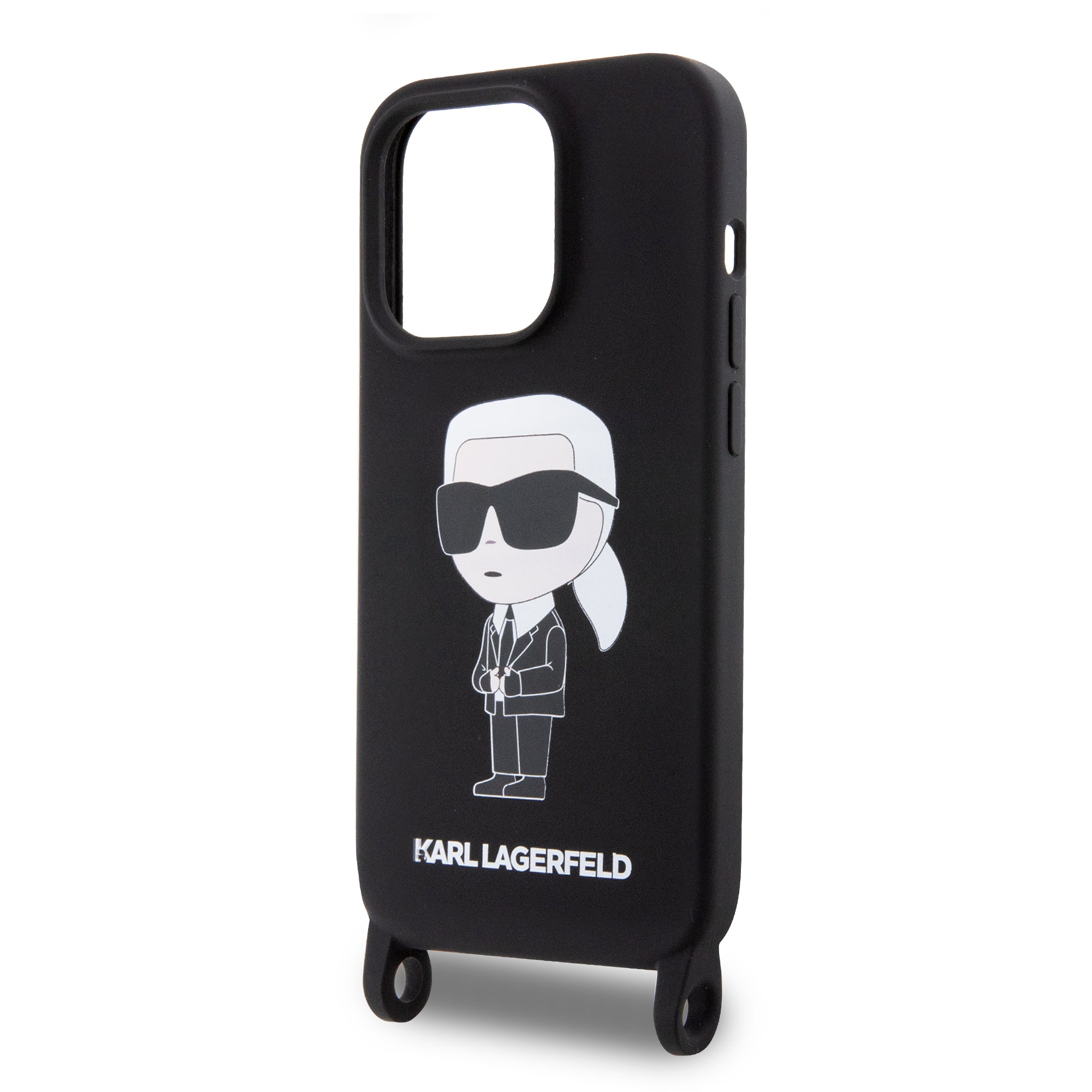 Karl Lagerfeld Crossbody NFT Cardslot Ikonik Saffiano Hard Case Karl and Choupette Θήκη προστασίας από δερματίνη με λουράκι – iPhone 15 Pro (Μαύρο - KLHCP15LSCBSKNK)