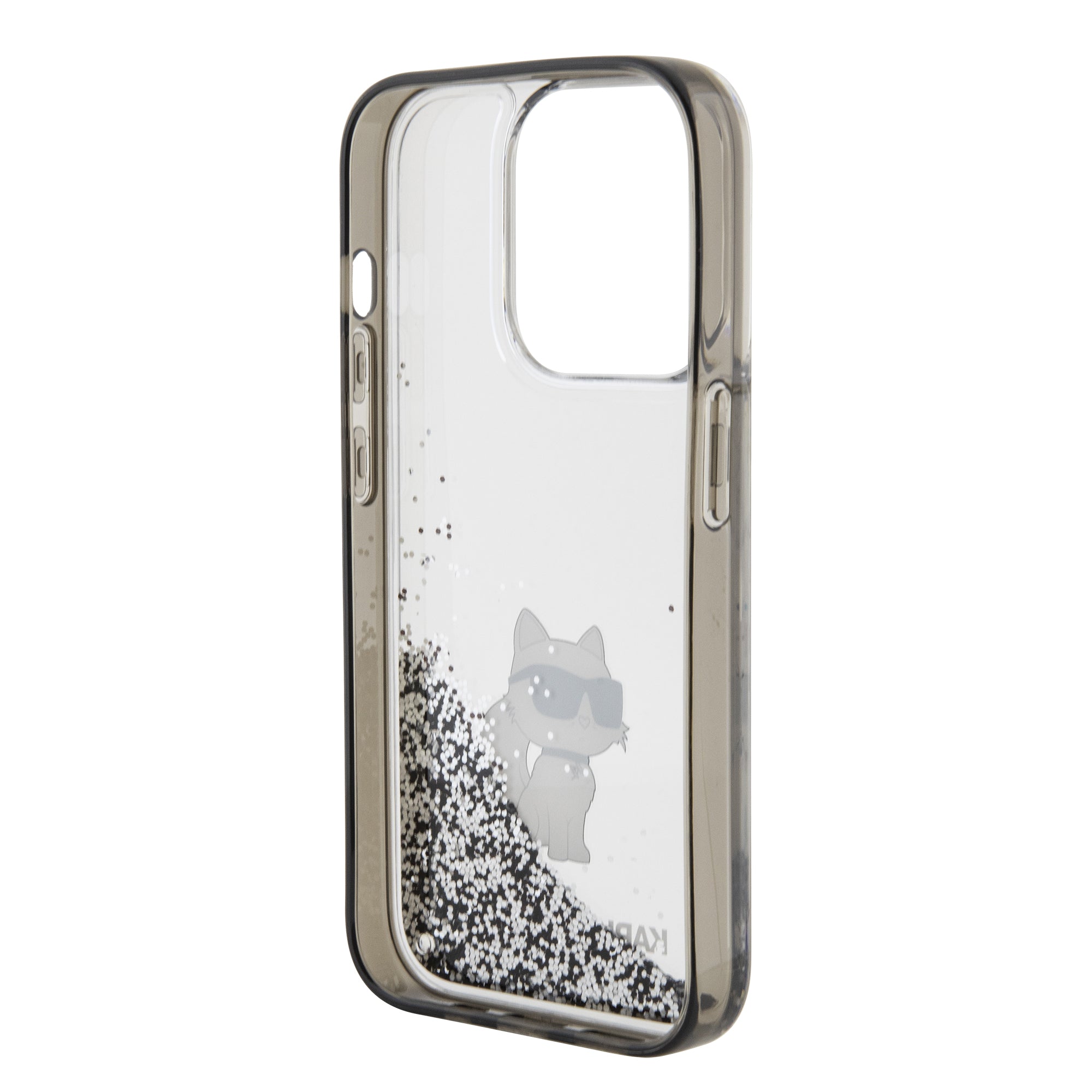 Karl Lagerfeld Ikonik Case Choupette Θήκη προστασίας από Liquid σιλικόνη – iPhone 15 Pro Max (Clear / Silver Glitter – KLHCP15XLKCNSK)