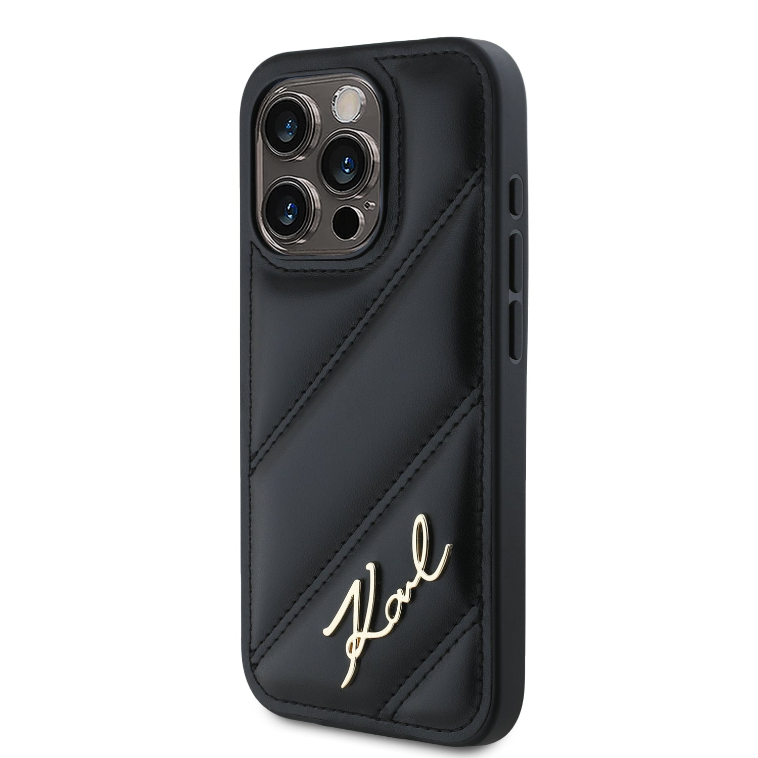 Karl Lagerfeld “Quilted Metal Signature Logo Collection” Case Θήκη προστασίας από δερματίνη – iPhone 15 Pro Max (Μαύρο – KLHCP15XPQDSMGK)