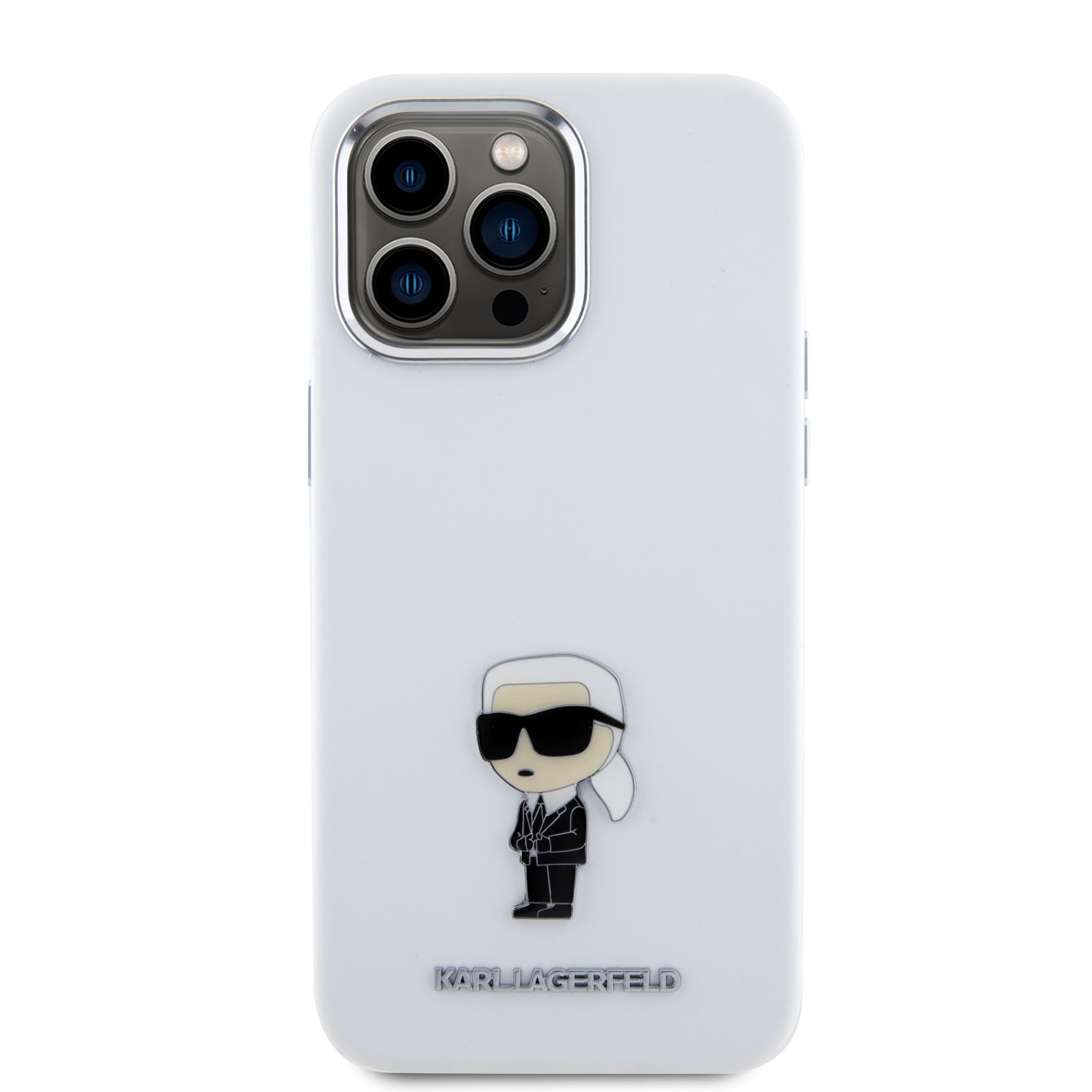 Karl Lagerfeld Ikonik Metal Pin Hard Case Θήκη προστασίας από σιλικόνη  – iPhone 15 Pro Max (White – KLHCP15XSMHKNPH)