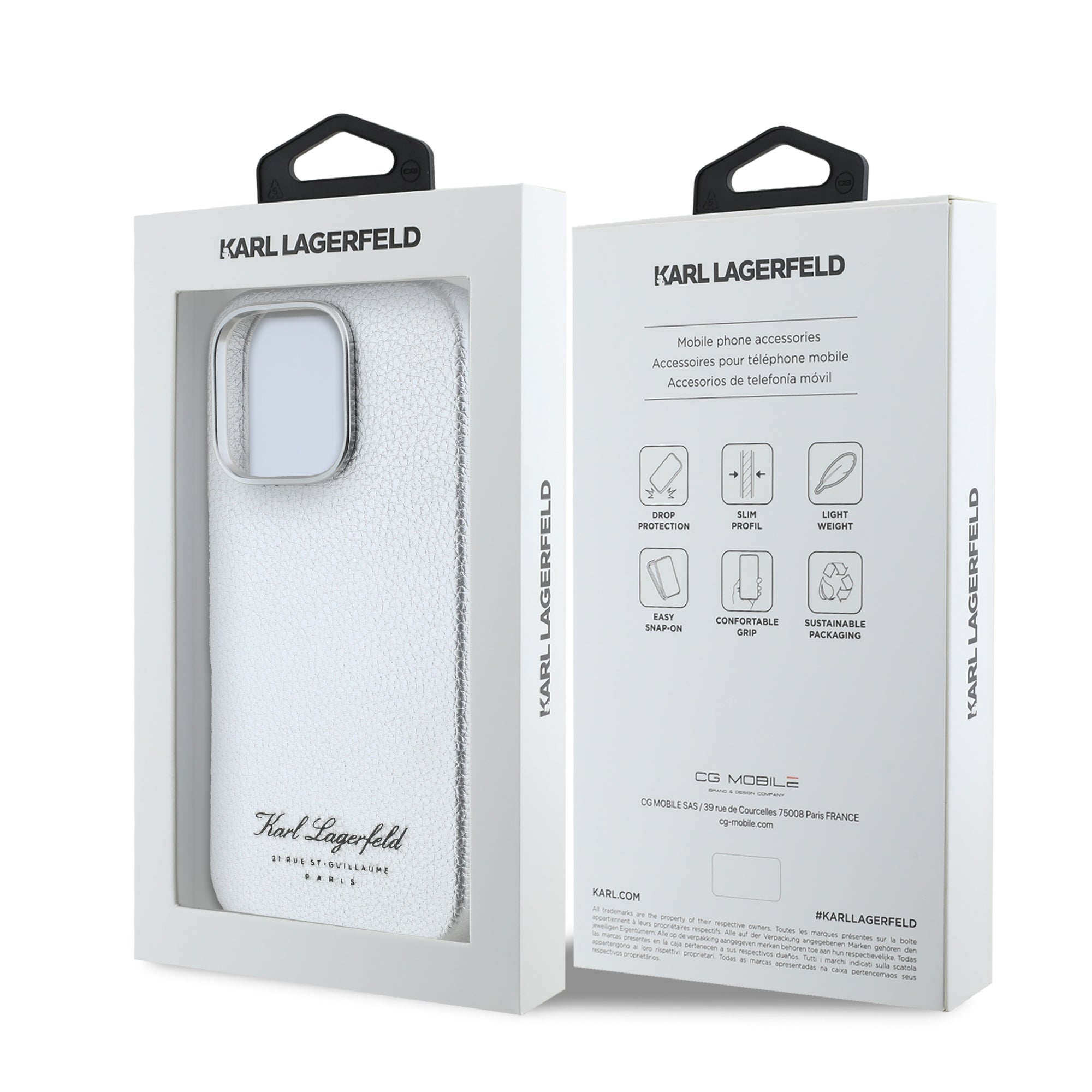 Karl Lagerfeld “Rue St.Guillaume Logo Collection” Θήκη προστασίας από σιλικόνη – iPhone 16 Pro (Γκρι – KLHCP16LPGWCMKHK)