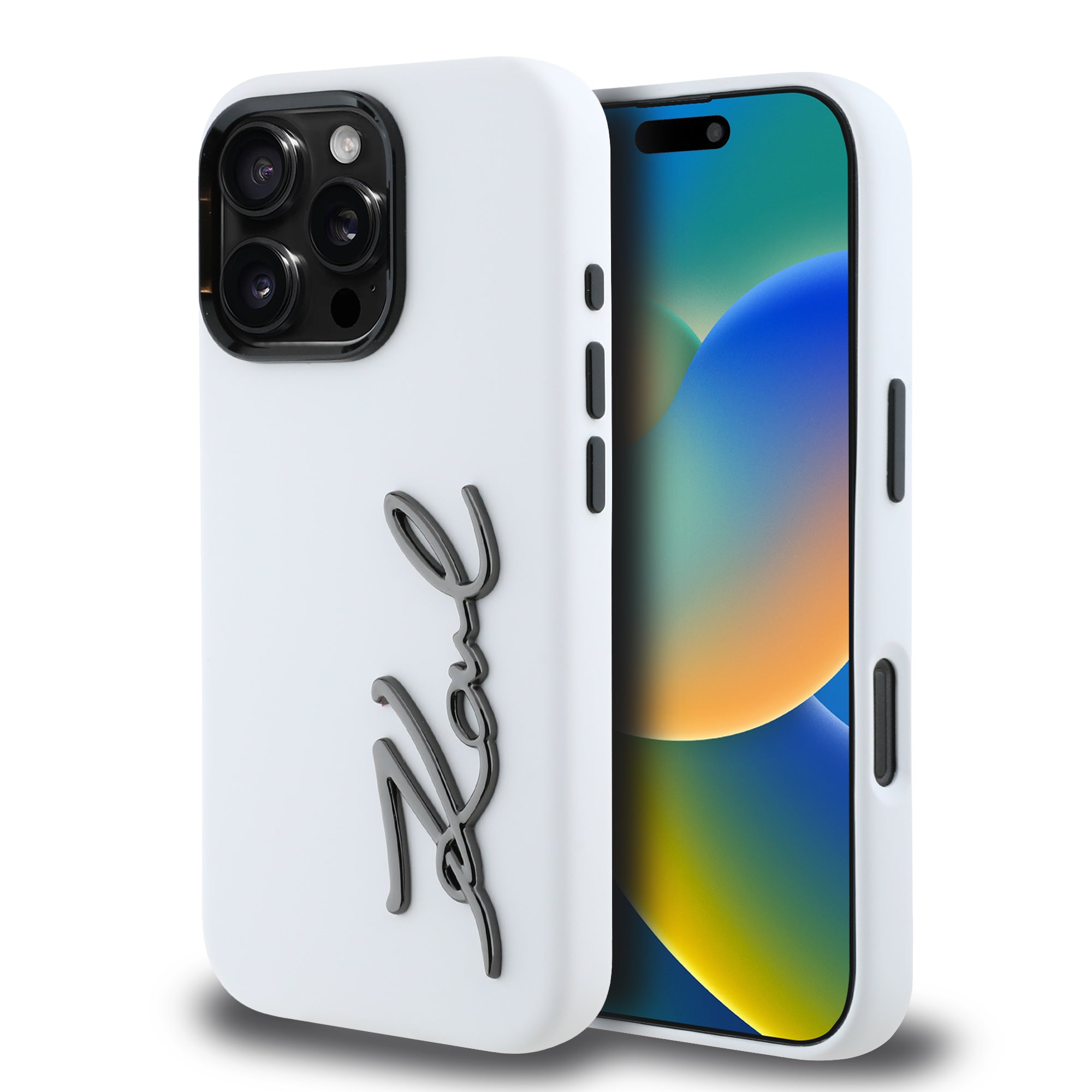 Karl Lagerfeld “Signature Metal Logo Collection” Hard Case Θήκη προστασίας από σιλικόνη – iPhone 16 Pro (Λευκό – KLHCP16LSCMSMVH) – PhoneBazaar