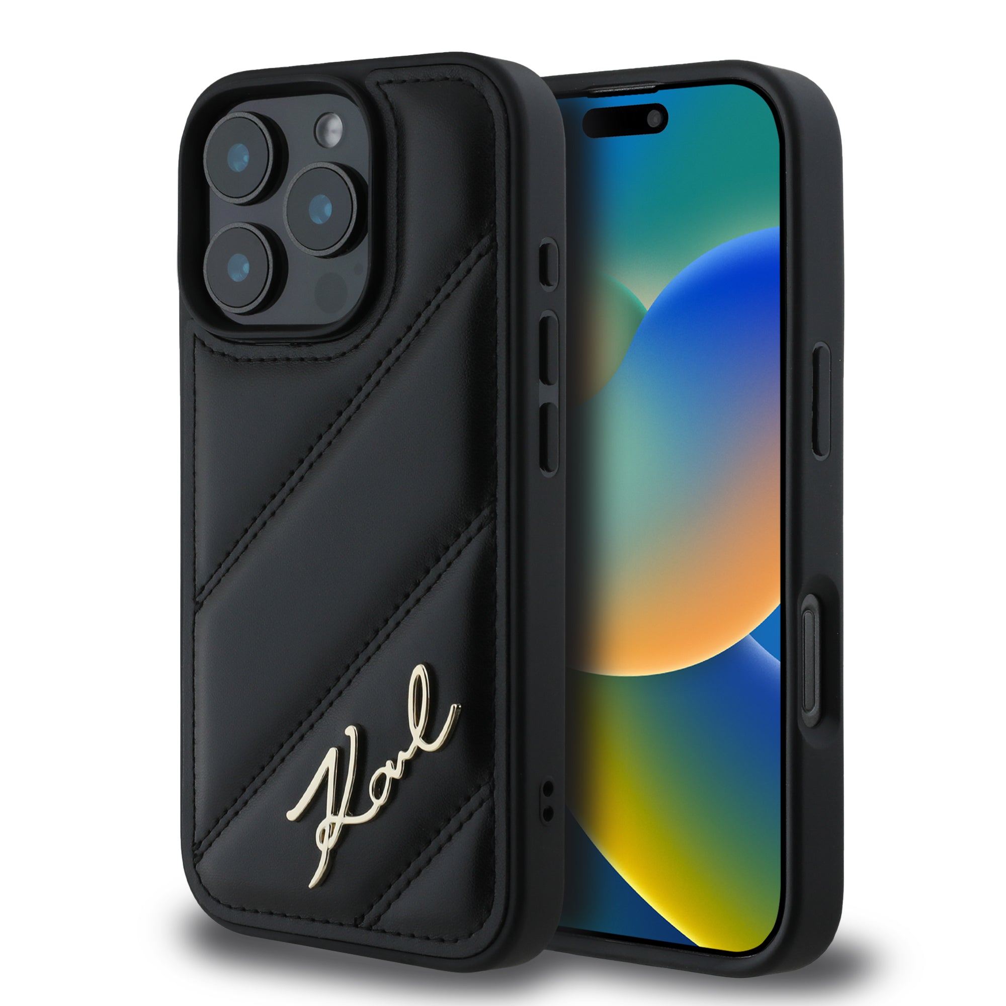 Karl Lagerfeld “Quilted Metal Signature Logo Collection” Case Θήκη προστασίας από δερματίνη – iPhone 16 Pro Max (Μαύρο – KLHCP16XPQDSMGK) – PhoneBazaar