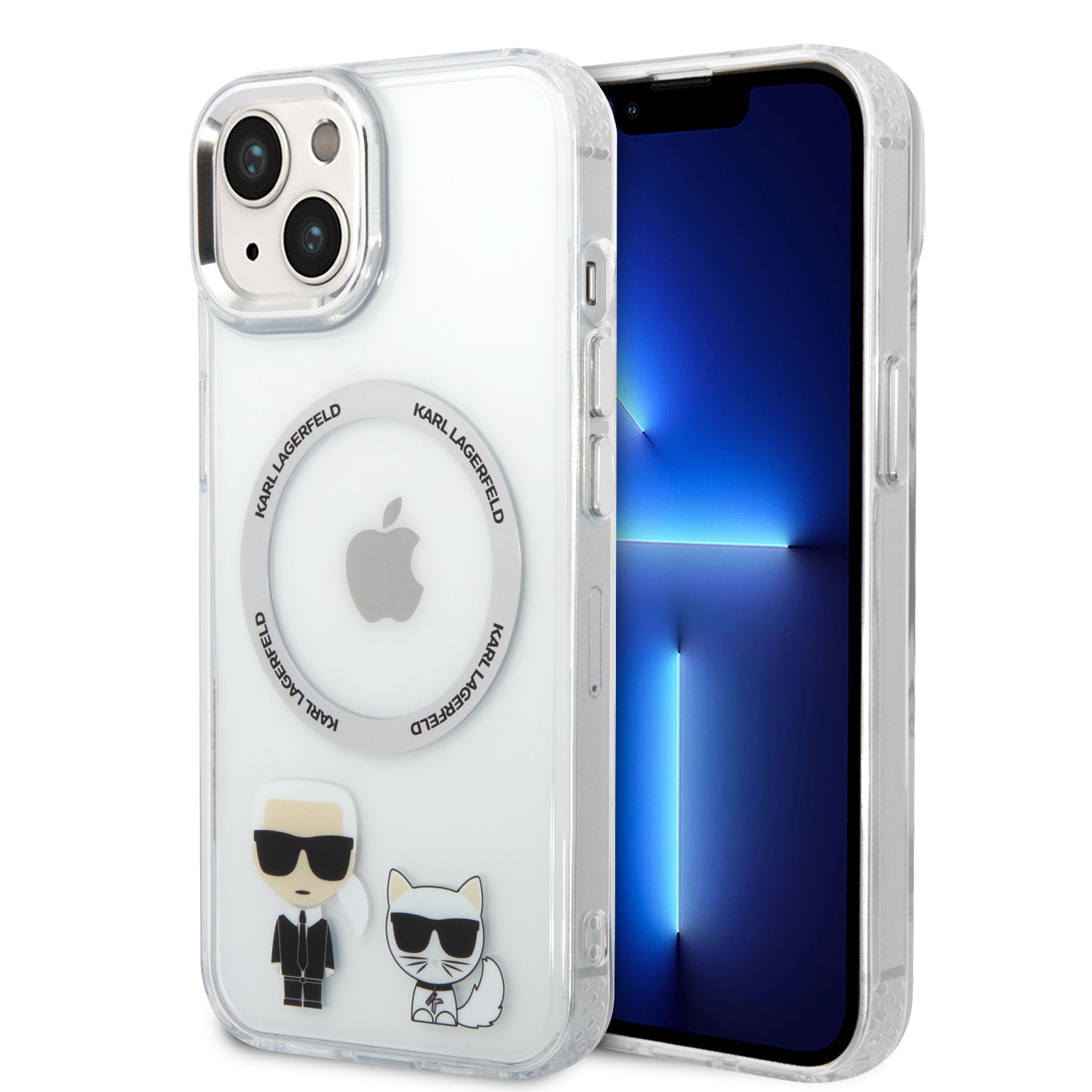 Karl Lagerfeld Magsafe Ringstand Case IML Ring Karl+Choupette Θήκη προστασίας από σκληρό πλαστικό για iPhone 14 Plus (Clear – KLHMP14MHKCT) – PhoneBazaar