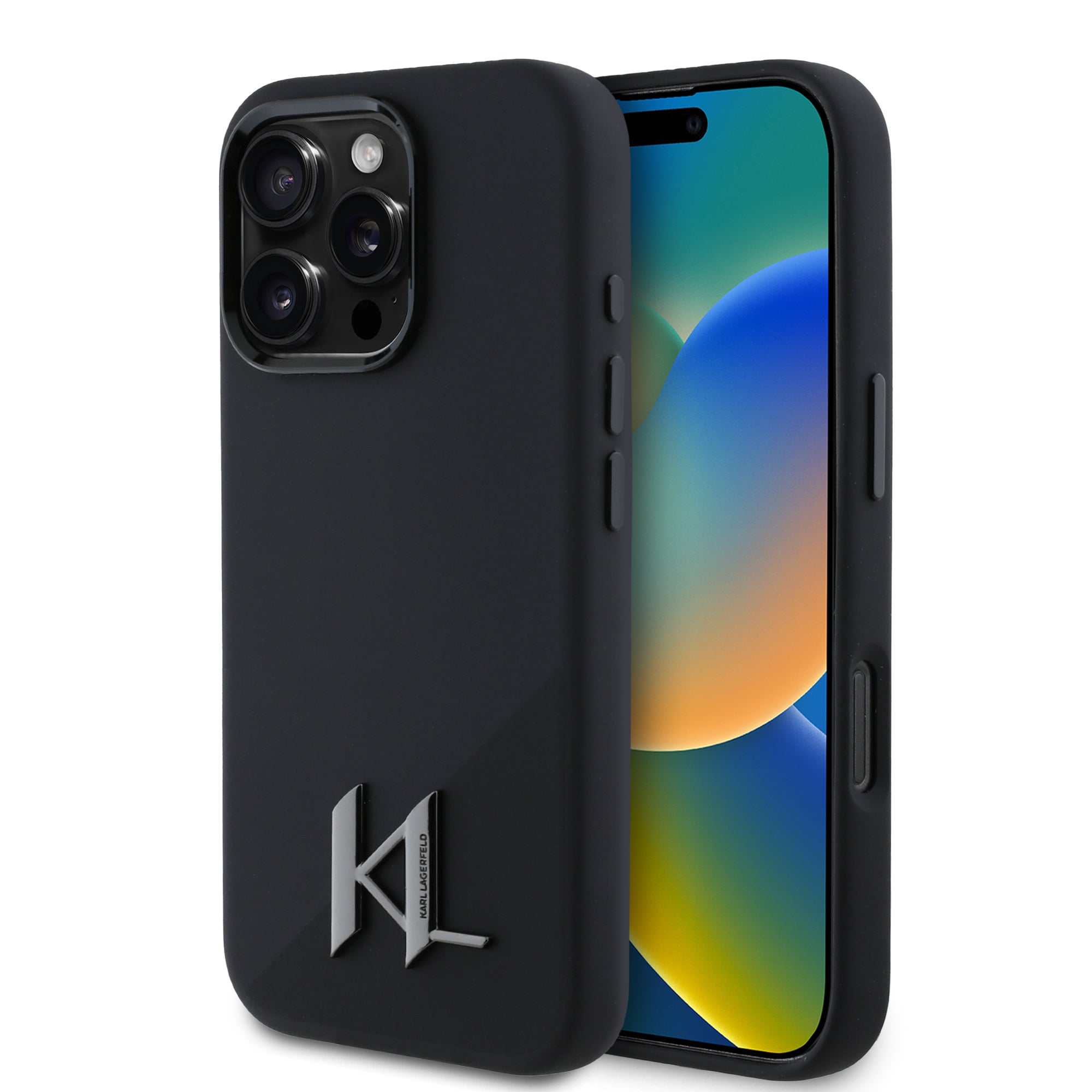 Karl Lagerfeld MagSafe Shadow Metal Initial Logo Silicone Case Θήκη προστασίας από σιλικόνη  – iPhone 16 Pro (Μαύρο – KLHMP16LSCMKMPCK) – PhoneBazaar