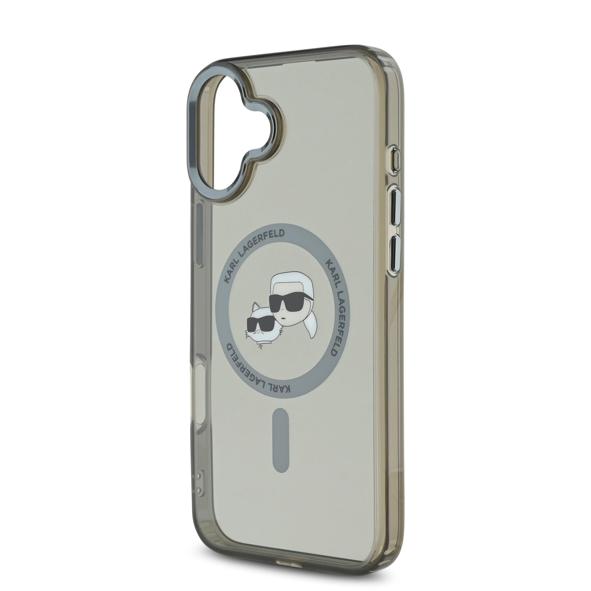 Karl Lagerfeld Magsafe Ringstand Case “Karl + Choupette’s Head” Θήκη προστασίας από σκληρό πλαστικό για iPhone 16 (Μαύρο – KLHMP16SHLSKCK)