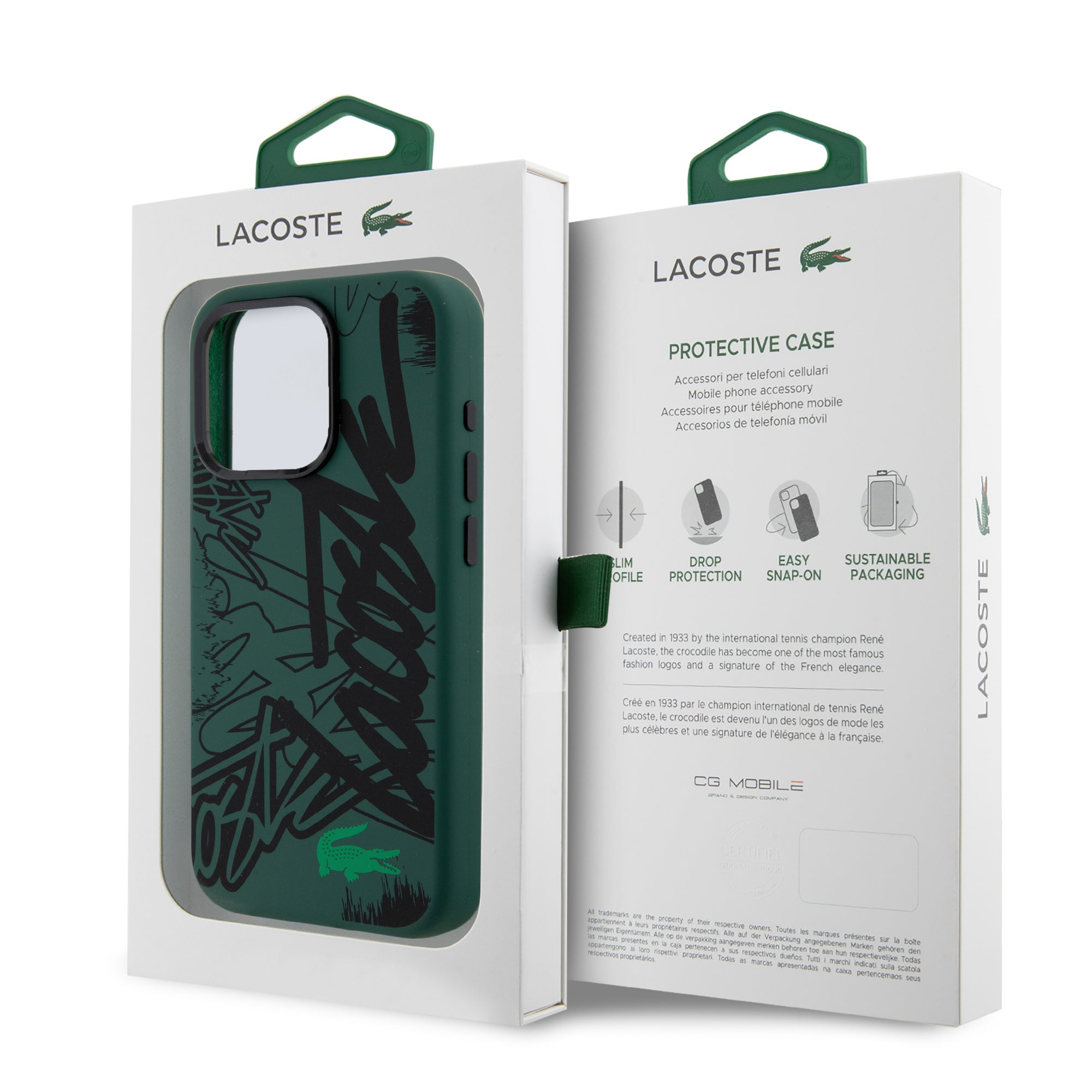 Lacoste Graffiti Hard Case Θήκη προστασίας από Liquid σιλικόνη για iPhone 15 Pro (Πράσινο/Μαύρο)