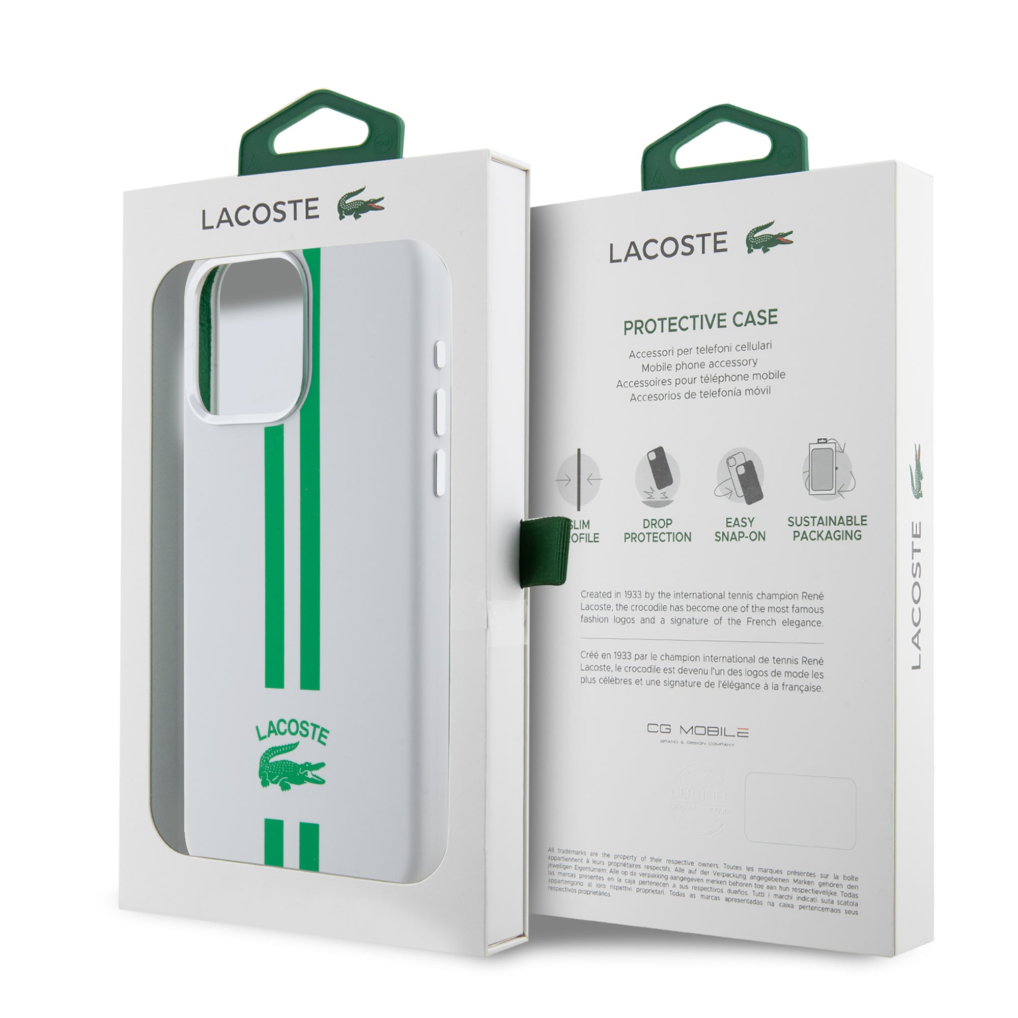Lacoste Stripes Hard Case Θήκη προστασίας από Liquid σιλικόνη για iPhone 15 Pro Max (Πράσινο/Λευκό)