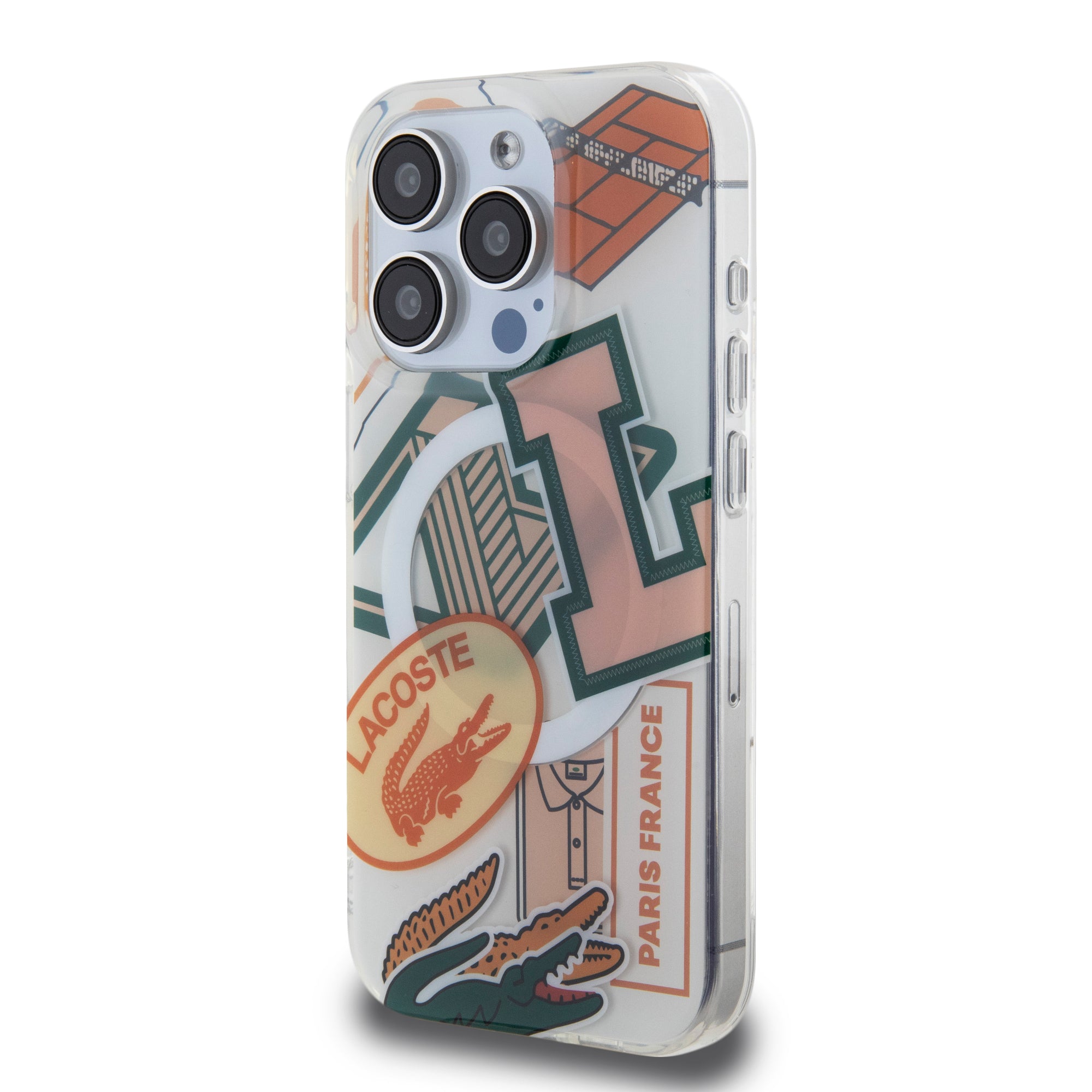 Lacoste Magsafe Double Layer Patch Hard Case Θήκη προστασίας από Σιλικόνη για iPhone 15 Pro (White/Orange)
