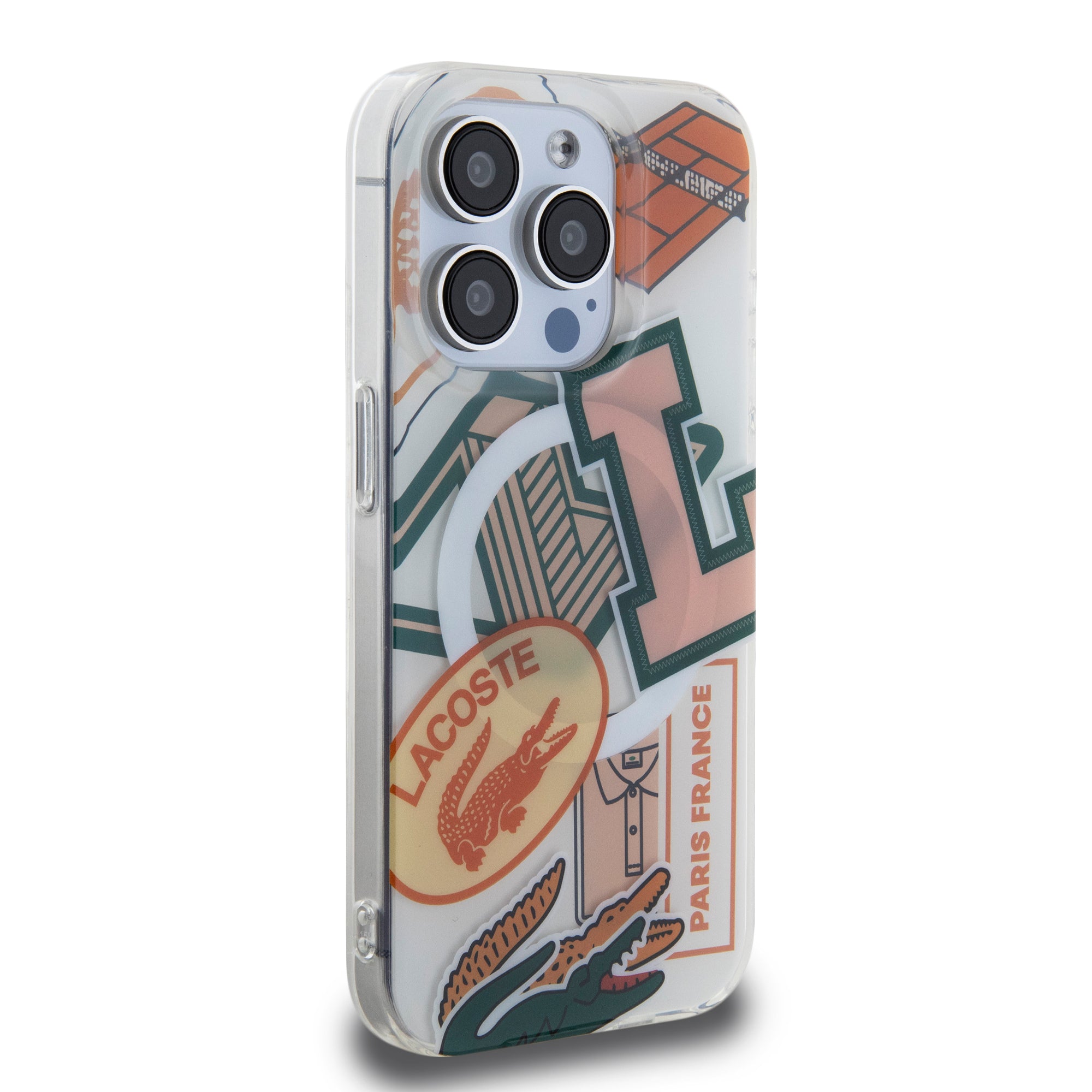 Lacoste Magsafe Double Layer Patch Hard Case Θήκη προστασίας από Σιλικόνη για iPhone 15 Pro (White/Orange)