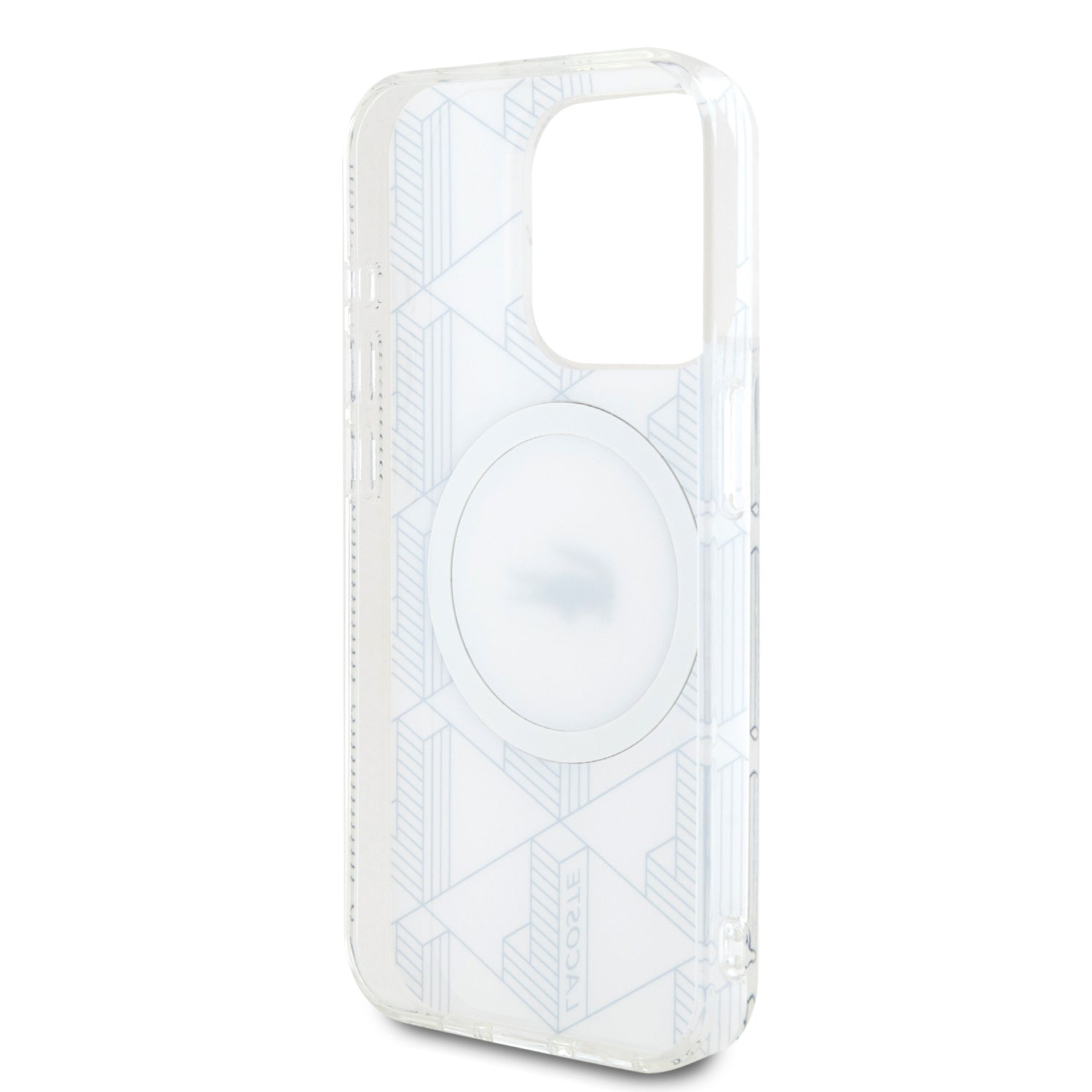 Lacoste Magsafe Monogram Croc Logo Hard Case Θήκη προστασίας από Σιλικόνη για iPhone 15 Pro Max (Farine/Silver)
