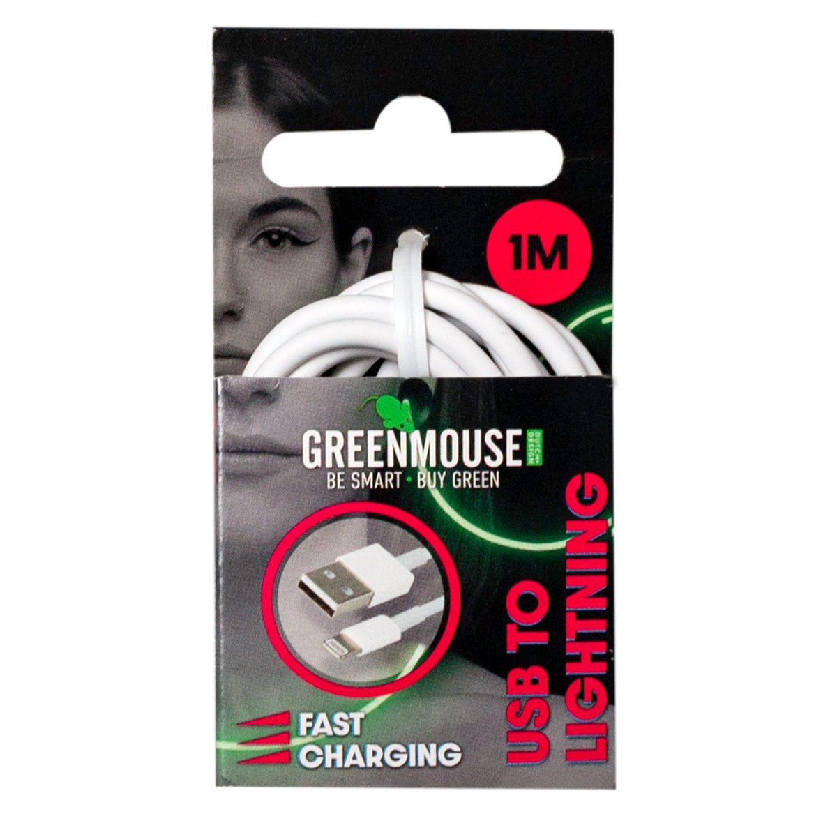Καλώδιο φόρτισης και δεδομένων GreenMouse – Lightning 1,0 m σε λευκό χρώμα με συσκευασία blister - 66956460
