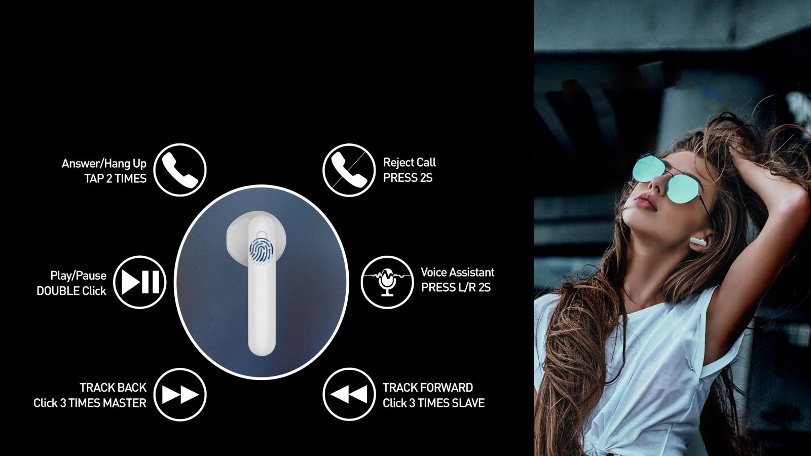 Tellur Flip Bluetooth True Wireless Headphones Ασύρματα Ακουστικά Bluetooth TWS – White