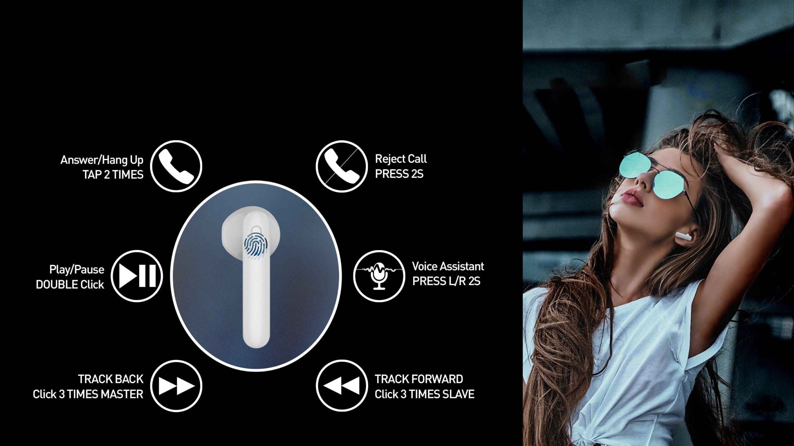 Tellur Flip Bluetooth True Wireless Headphones Ασύρματα Ακουστικά Bluetooth TWS – Black