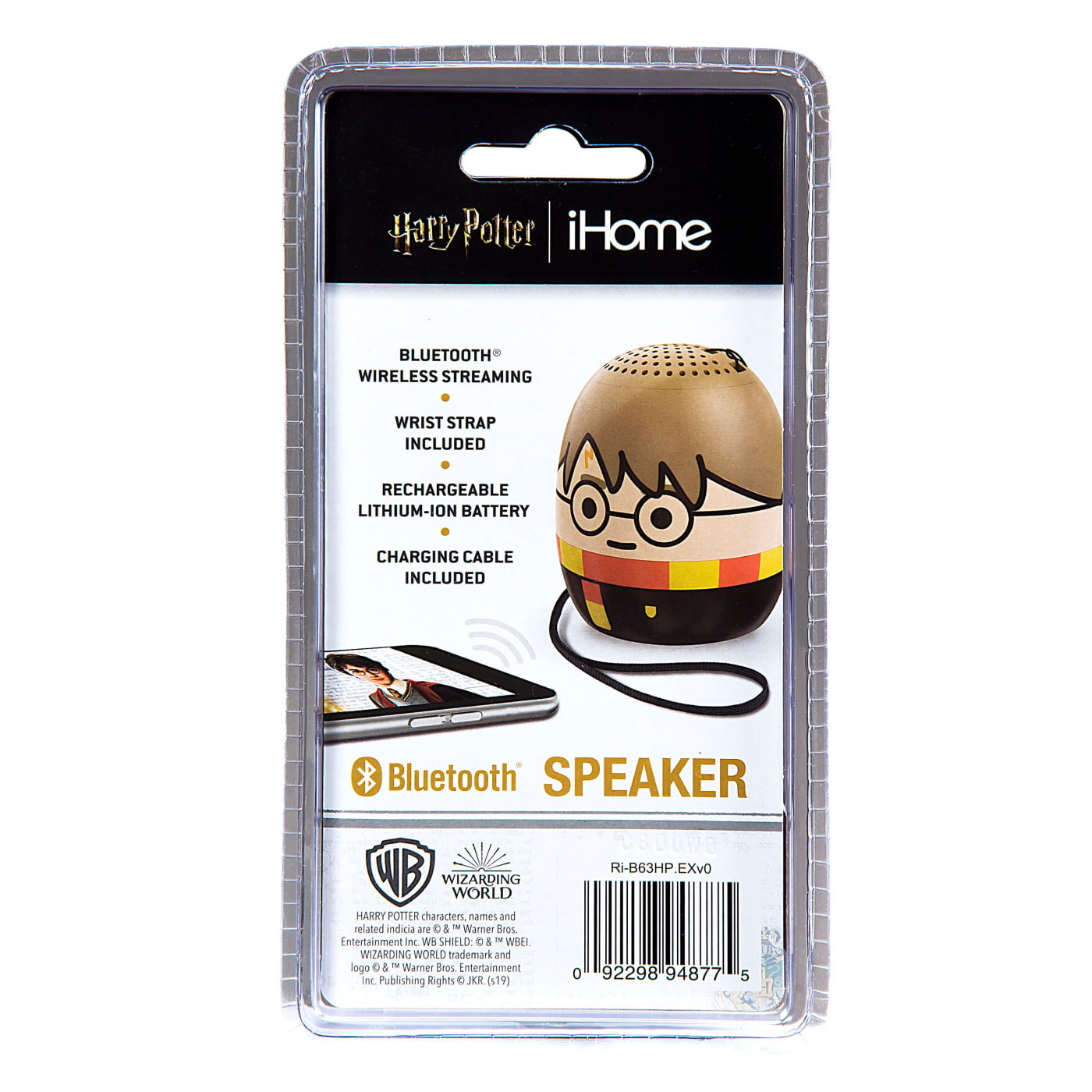 eKids Harry Potter Φορητό ηχείο Bluetooth για παιδιά με λουράκι καρπού (Μαύρο/Κίτρινο/Μπεζ)