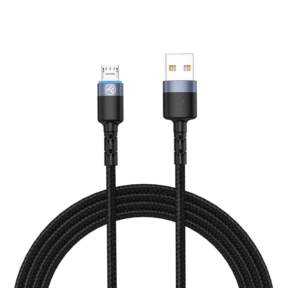 Tellur - Micro USB Cable 3A - Black - Καλώδιο δεδομένων USB σε Micro USB με φως LED, 1,2 μέτρα