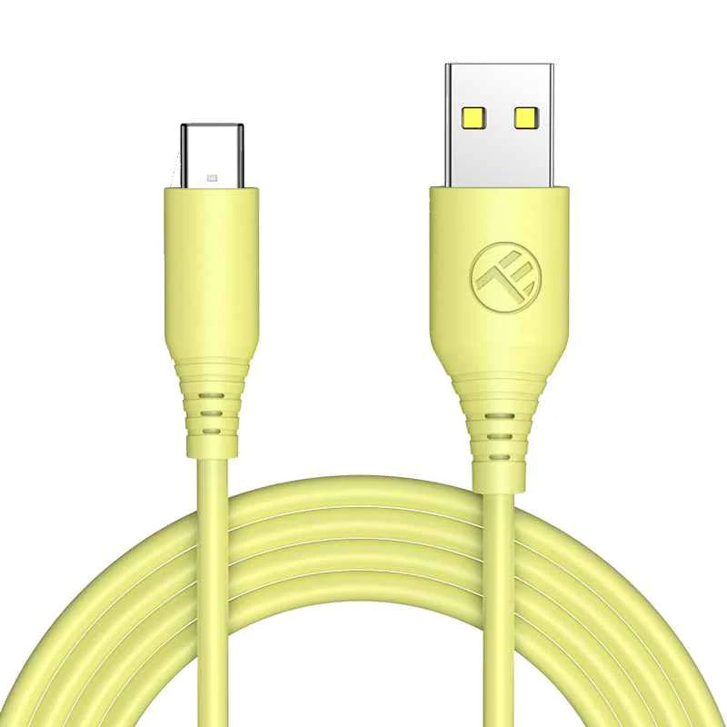 Tellur Σιλικονούχο Καλώδιο USB‑A σε USB‑C, 3 A, 1 m – Κίτρινο