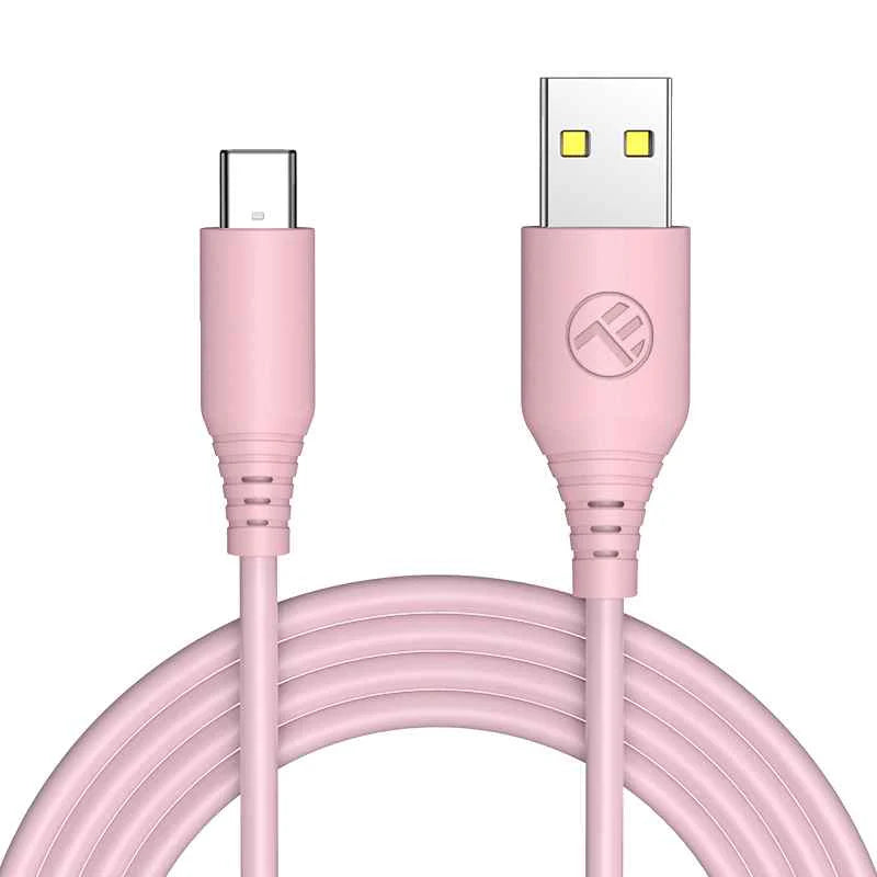 Tellur Σιλικονούχο Καλώδιο USB‑A σε USB‑C, 3 A, 1 m – Ροζ
