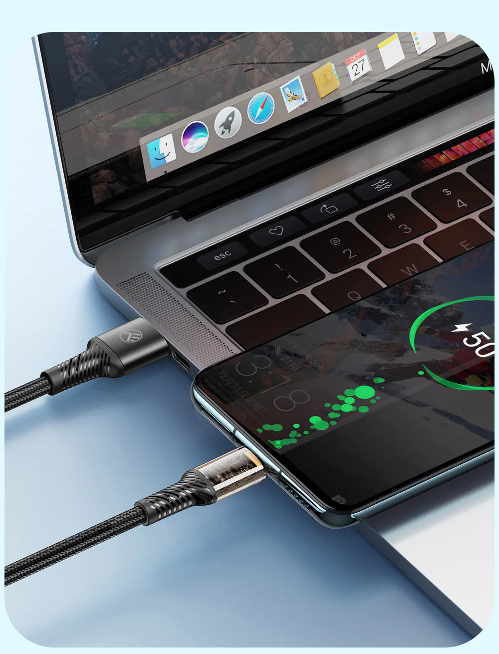 Tellur - Transparent Connection - USB to Lightning Cable 2.4A - Black